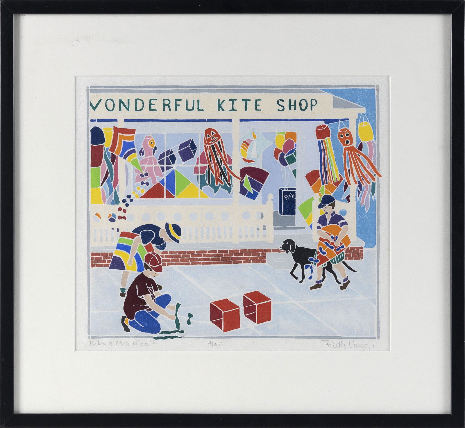 RUTH D. HOGAN (Massachusetts/New Mexico, b. 1943), "Kites & More Kites!"., White-line color (1 of 2)
