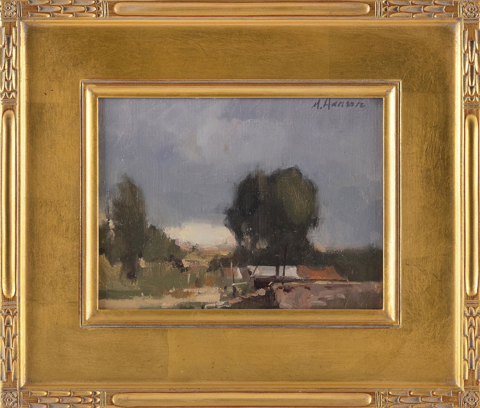 MARC HANSON (Minnesota/California, b. 1955), “Rain Coming”., Oil on linen mounted on (1 of 2)