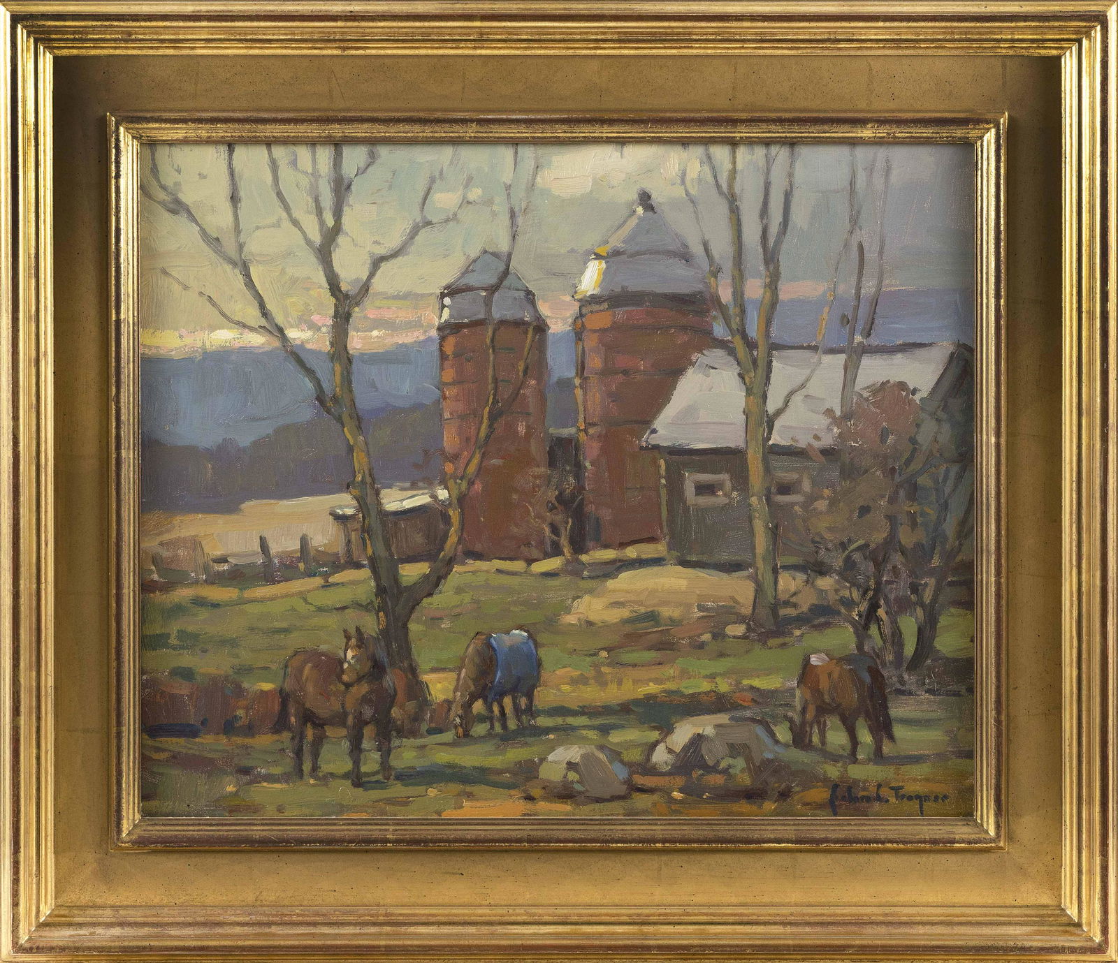 JOHN C. TRAYNOR (New Hampshire/New York, b. 1961), “Chilly Morning”., Oil on canvas, (1 of 2)