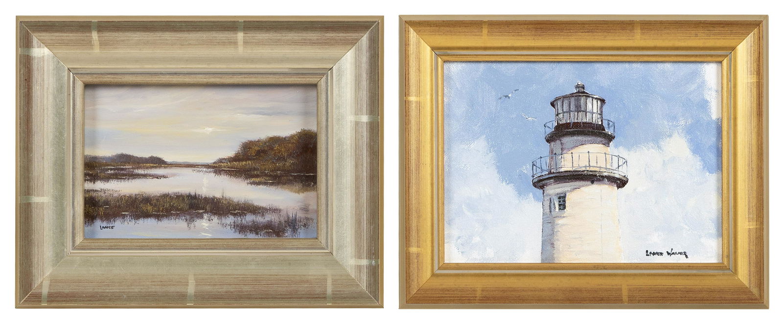 LANCE WALKER (Massachusetts/Maine, Contemporary), Two small works:, Oils on board, 5” x (1 of 2)