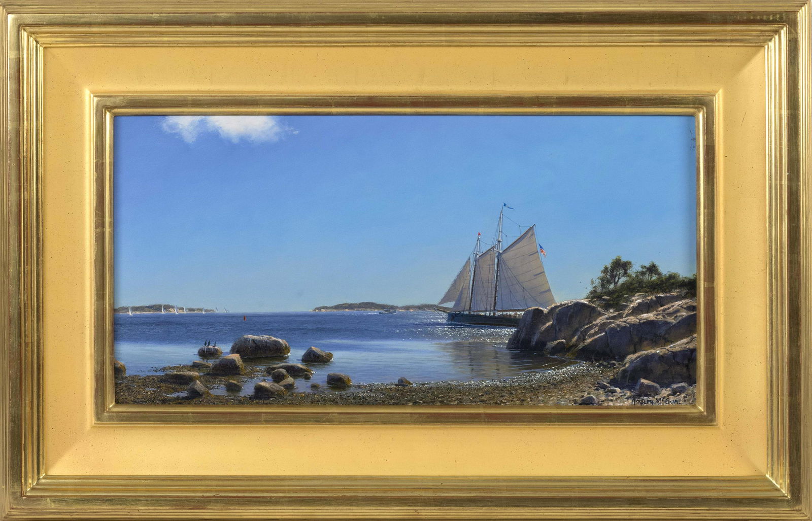 JOSEPH MCGURL (Massachusetts, b. 1958), "Offshore Wind"., Oil on board, 12" x 24". Framed 21.5" x (1 of 3)