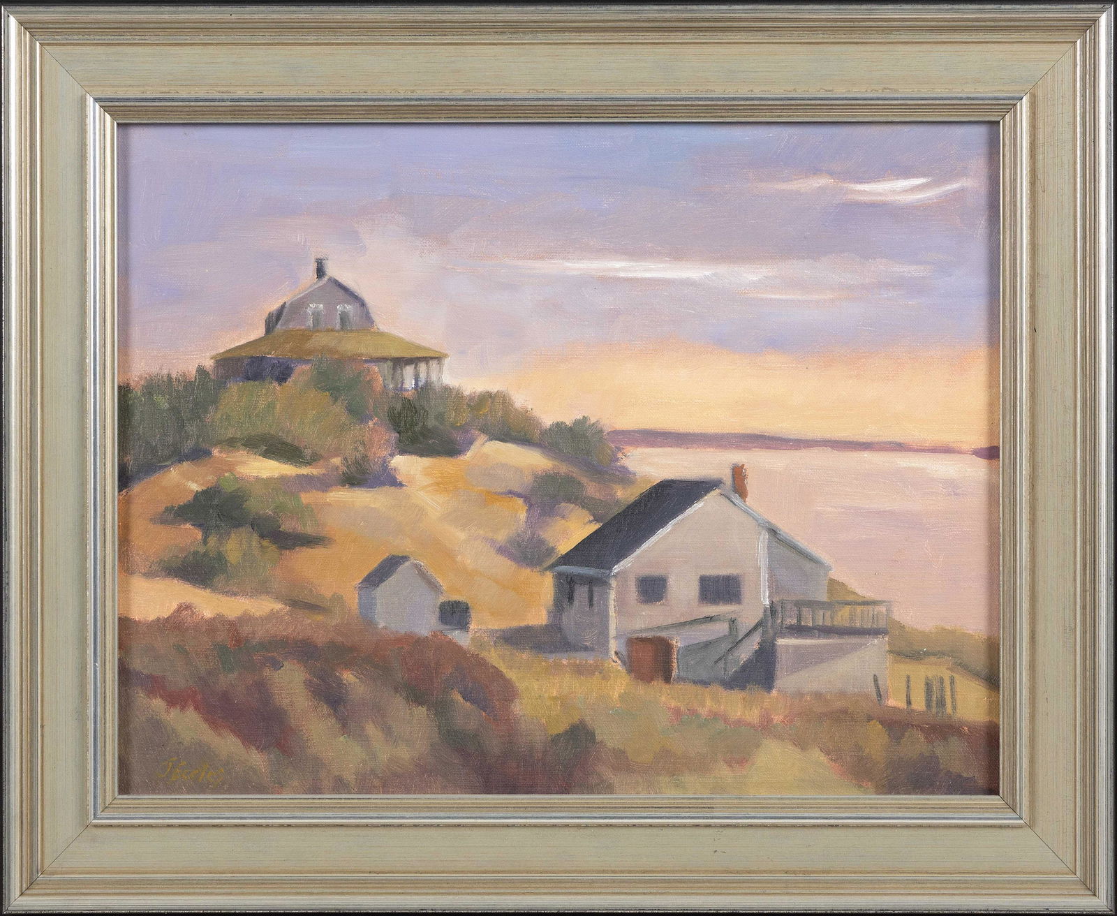 JANE ECCLES (Massachusetts, Contemporary), “Cold Storage Beach Cottages, Late Afternoon” (1 of 2)