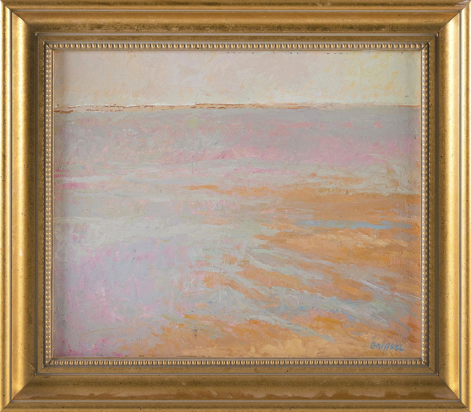 LOIS GRIFFEL (Massachusetts/New York, b. 1947), “Hazy Afternoon, Low Tide”., Oil on: LOIS GRIFFELMassachusetts/New York, b. 1947“Hazy Afternoon, Low Tide”. Signed lower right "Griffel”. Titled and signed verso.Oil on board, 11.75” x 14”. Framed 15.5&
