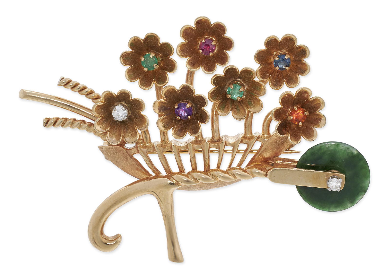 14KT YELLOW GOLD MULTI-STONE BROOCH Approx. 7.38 total dwt. (1 of 1)