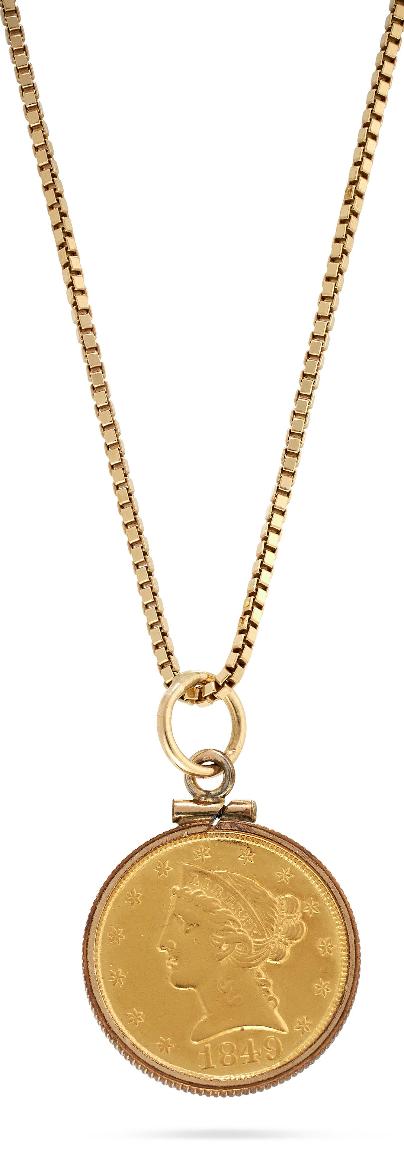 14KT GOLD CHAIN WITH COIN PENDANT Chain approx. 2.27 total dwt. (1 of 4)