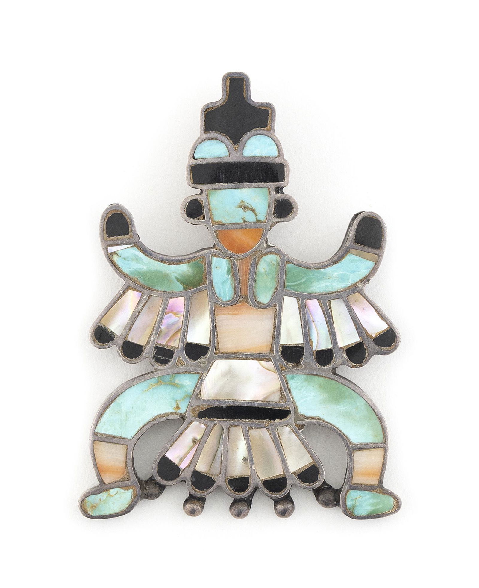 ZUNI KNIFEWING KACHINA BROOCH Early to Mid-20th Century Approx. 16 total grams (1 of 2)