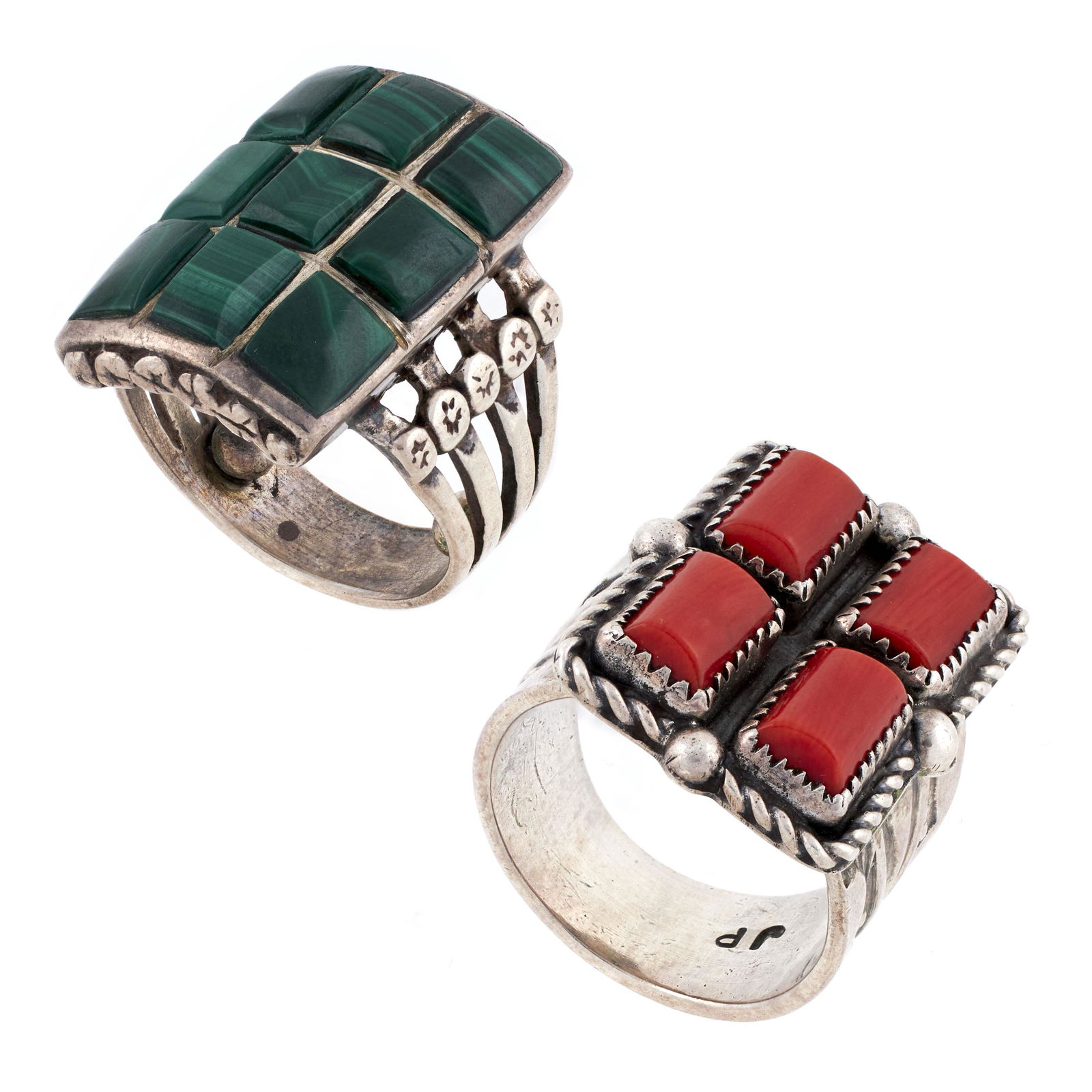TWO NAVAJO SILVER CLUSTER RINGS Mid-20th Century (1 of 1)