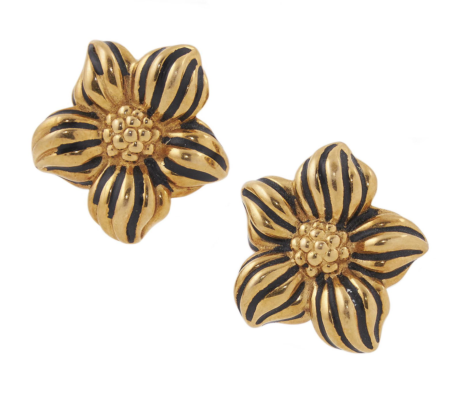 PAIR OF 18KT GOLD FLOWER-FORM EARRINGS Approx. 2.46 total dwt. (1 of 1)