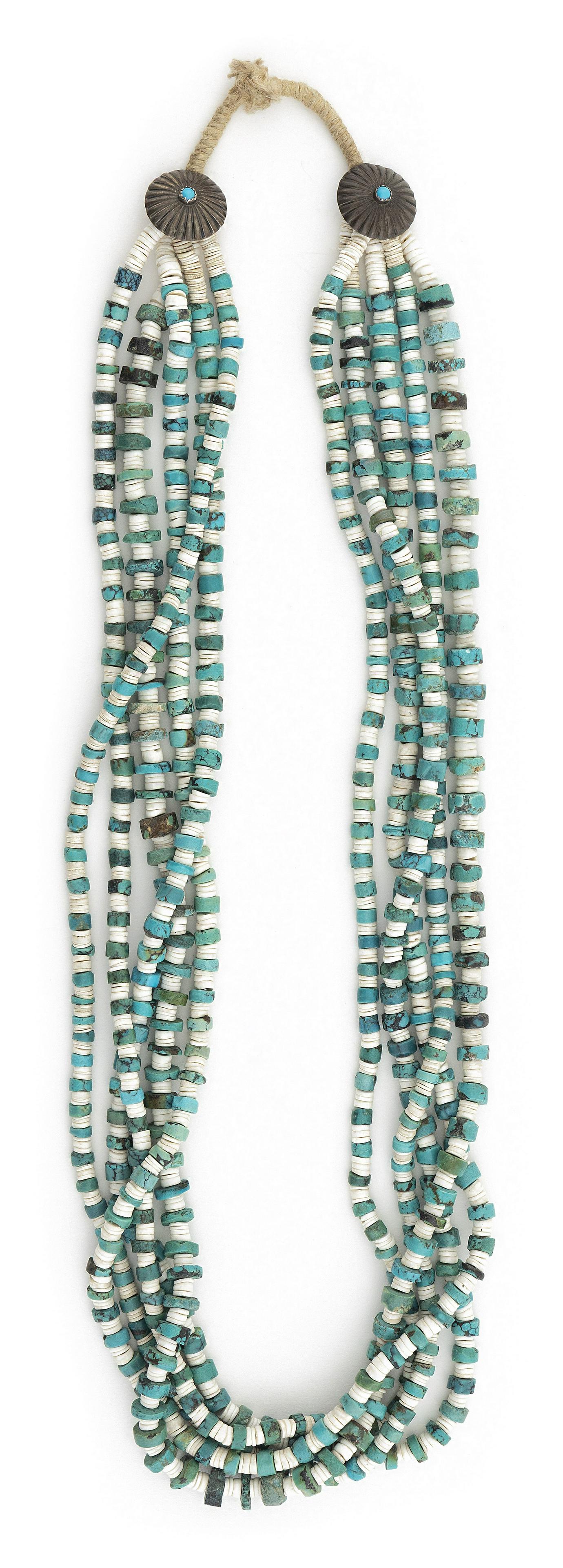 TURQUOISE NUGGET AND HEISHI SHELL NECKLACE Mid-20th Century Approx. 229 total grams (1 of 1)