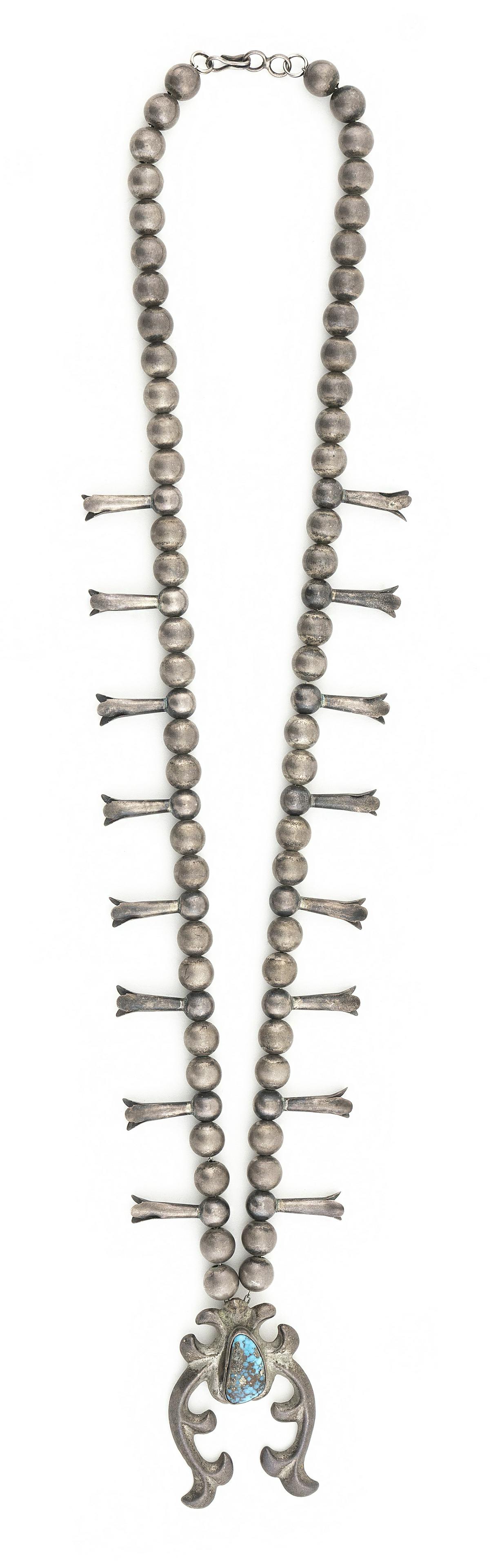 NAVAJO SILVER SQUASH BLOSSOM NECKLACE Mid- to Late 20th Century Approx. 86 total grams (1 of 1)