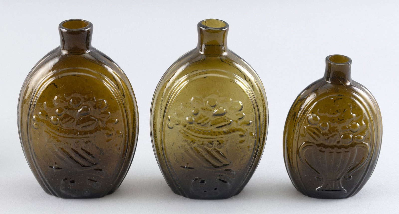 THREE AMERICAN HISTORICAL GLASS FLASKS 19th Century (1 of 2)