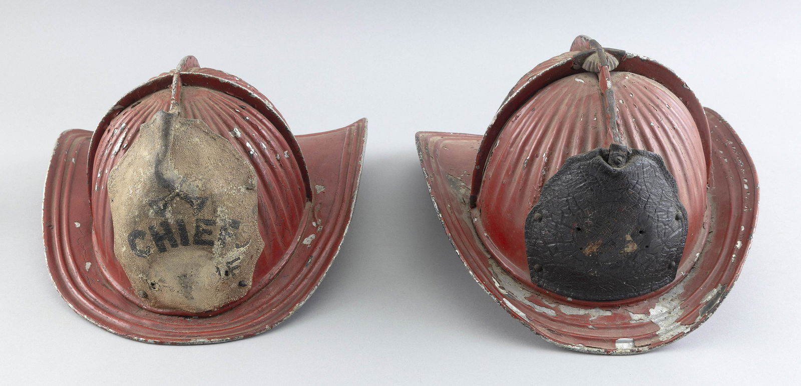 TWO CAIRNS BROTHERS ALUMINUM FIRE HELMETS Early 20th Century Lengths 13.5” and 14”. (1 of 3)