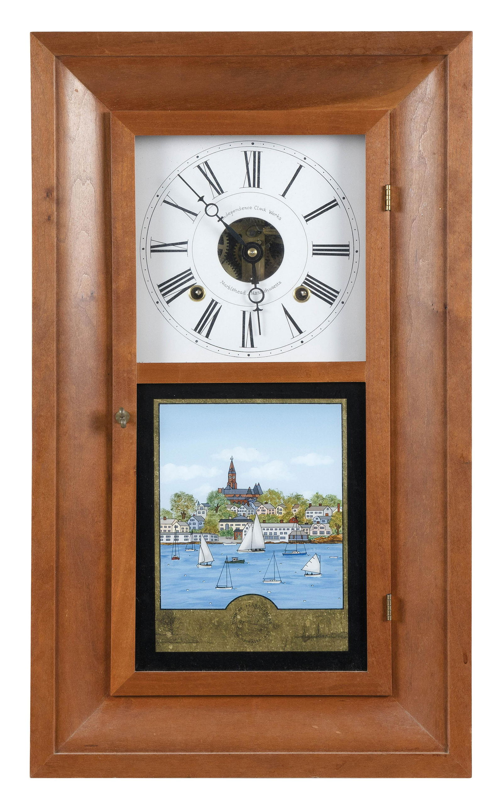 INDEPENDENCE CLOCK WORKS STRIKING BOX CLOCK Marblehead, Massachusetts, Circa 1994 Height 22.25". (1 of 3)