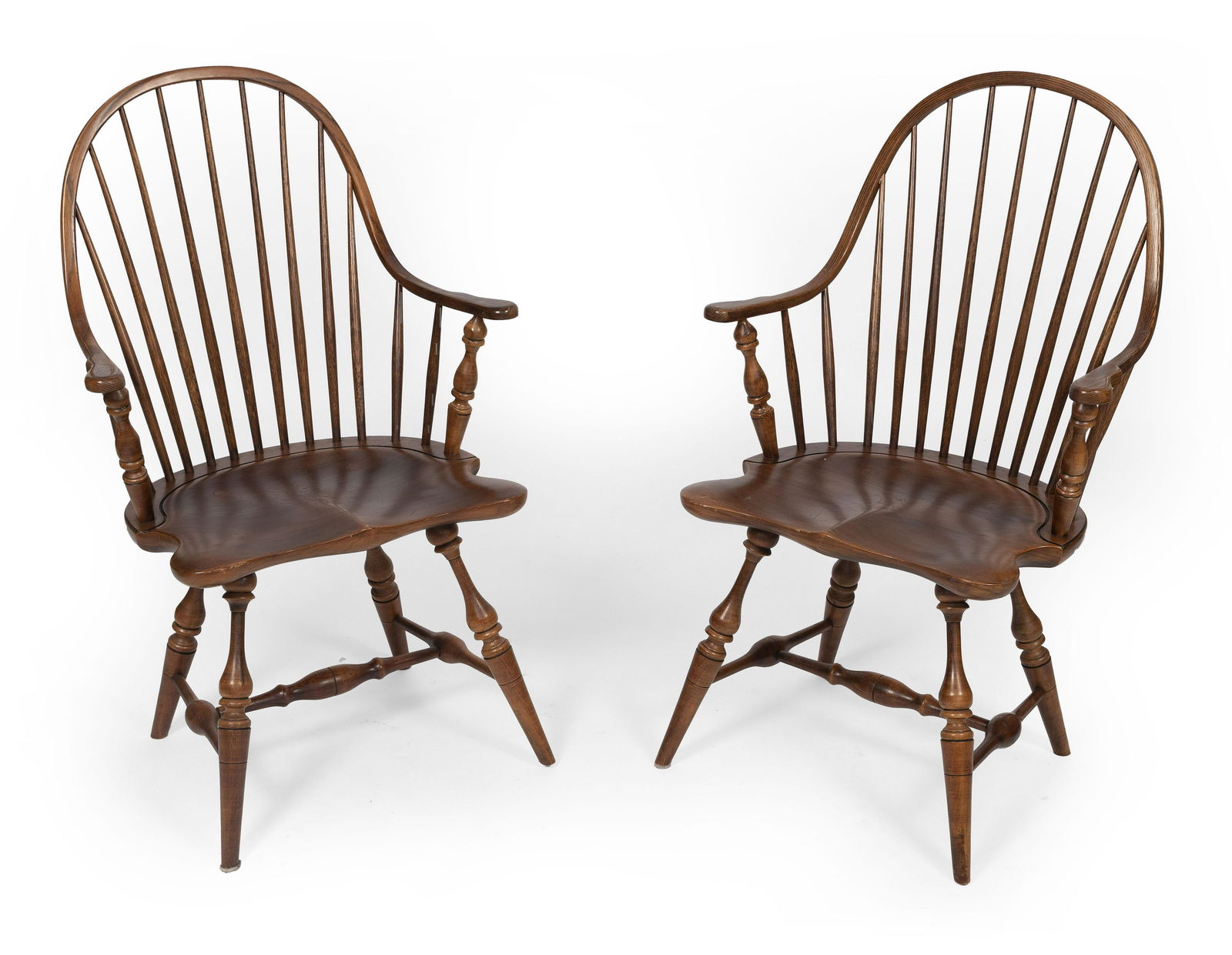 PAIR OF BOWBACK WINDSOR ARMCHAIRS 20th Century Back heights 41”. Seat heights 18.5”. (1 of 1)