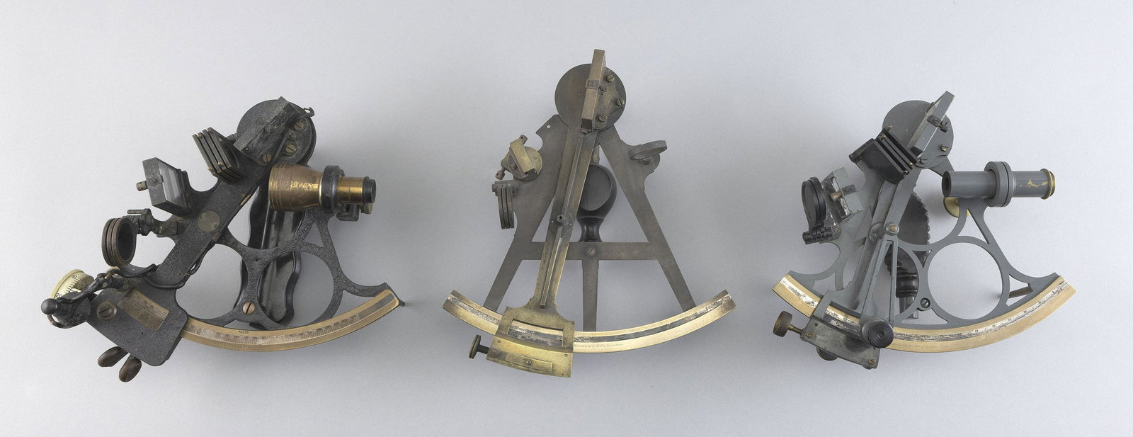 THREE SEXTANTS London, Late 19th/Early 20th Century Lengths approx. 8.5". Widths approx. 9". (1 of 1)