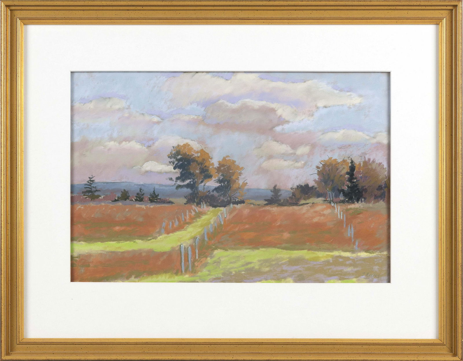 JANE ECCLES (Massachusetts, Contemporary), “Fallow Vineyard”., Pastel on paper, 11” (1 of 2)