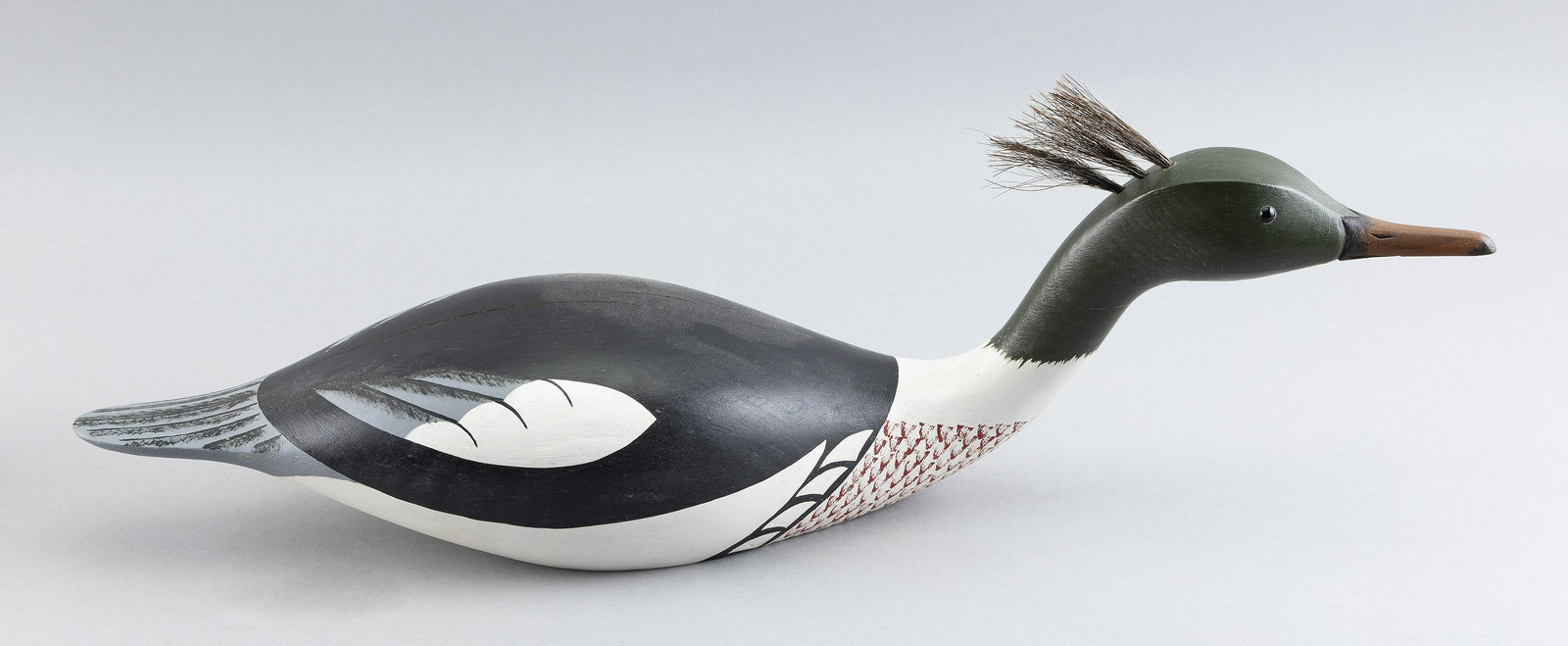 BYRON BRUFFEE DRAKE MERGANSER Massachusetts, 1942-2013 Length 22”. (1 of 3)