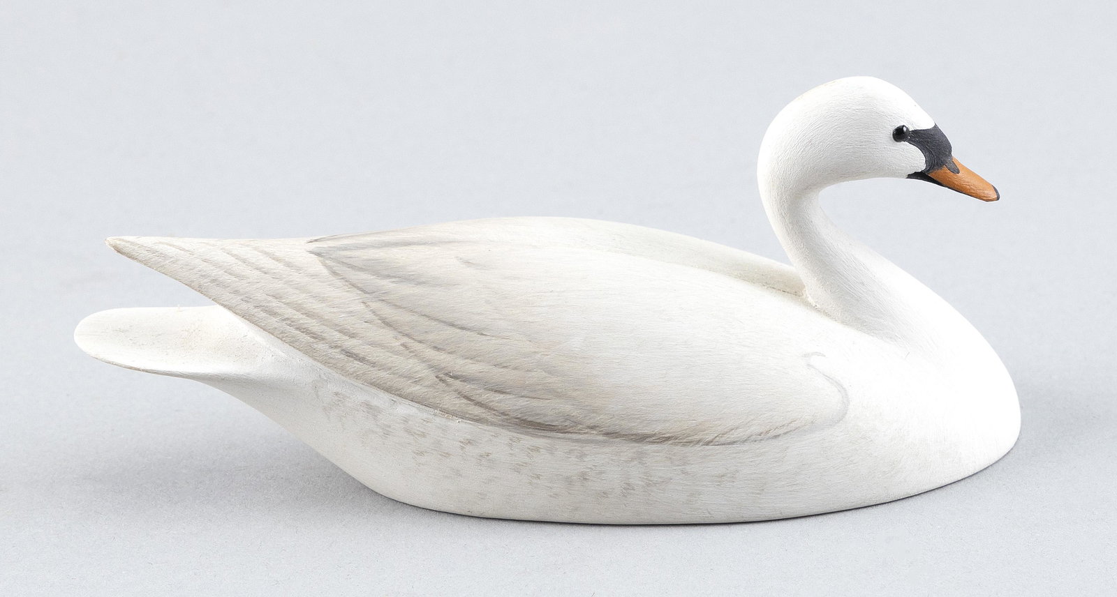 MARTY COLLINS MINIATURE MUTE SWAN Wareham, Massachusetts, Late 20th Century Length 5”. (1 of 3)