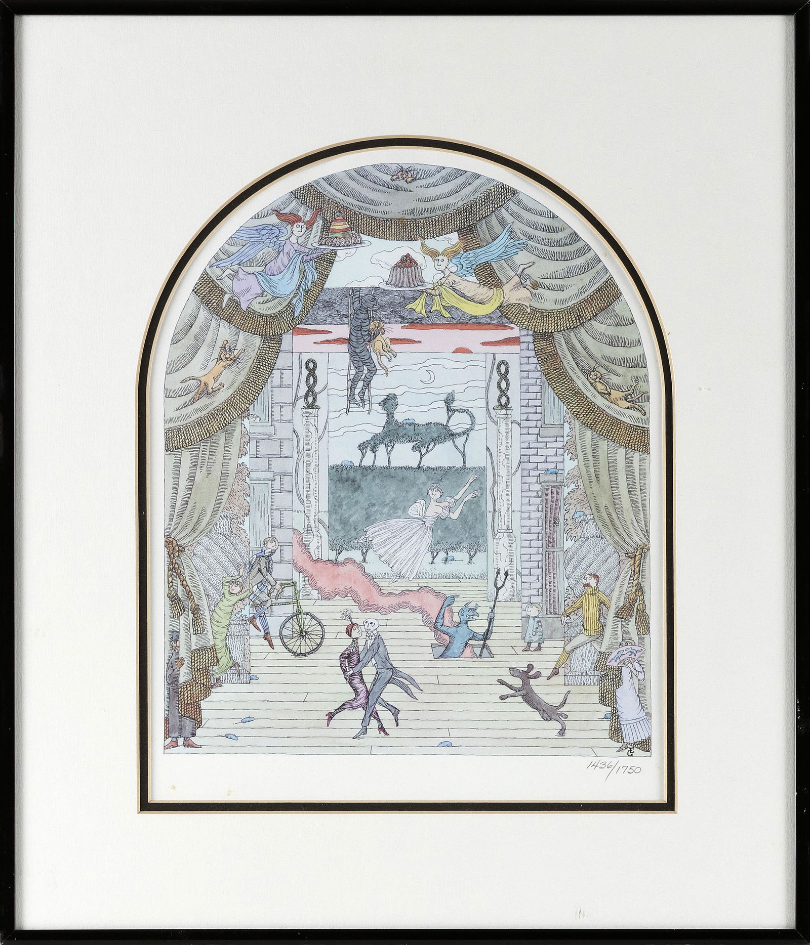 EDWARD GOREY (Massachusetts, 1925-2000), Homage to the theater., Photolithograph, 10.5" x 8.5". (1 of 2)