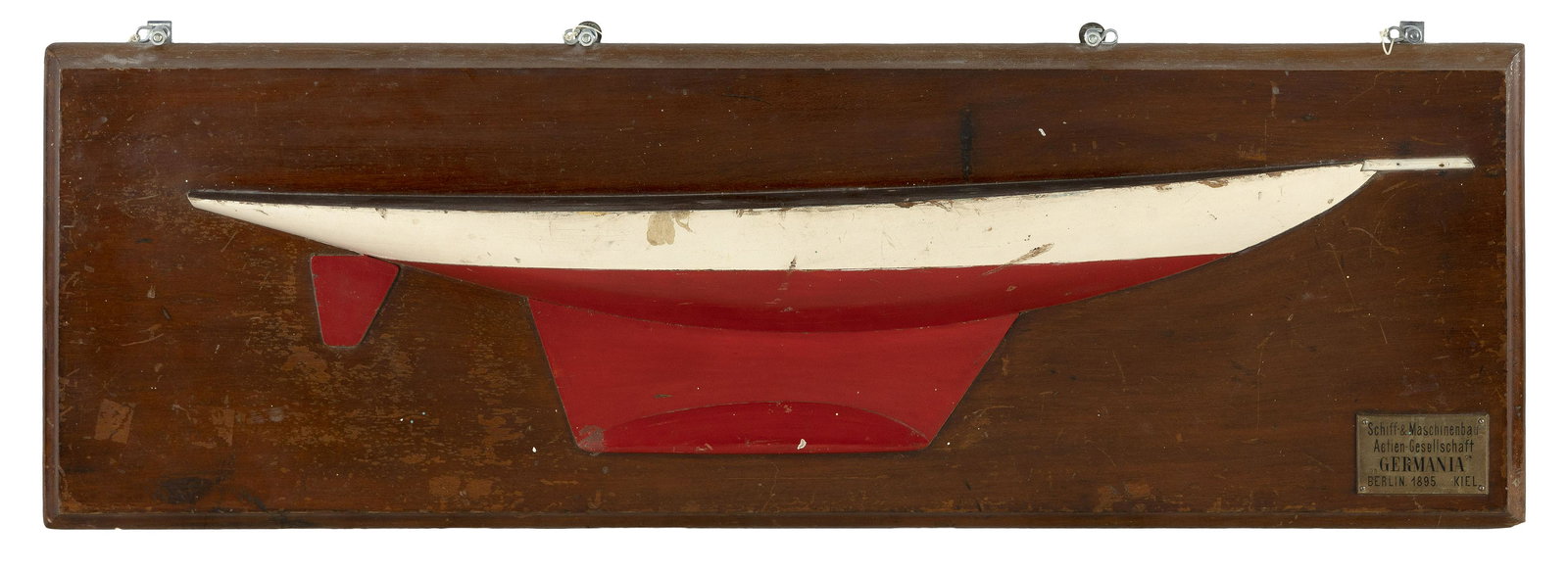 MOUNTED BUILDER’S HALF HULL MODEL Late 19th Century Backboard 12” x 36.5”. (1 of 1)