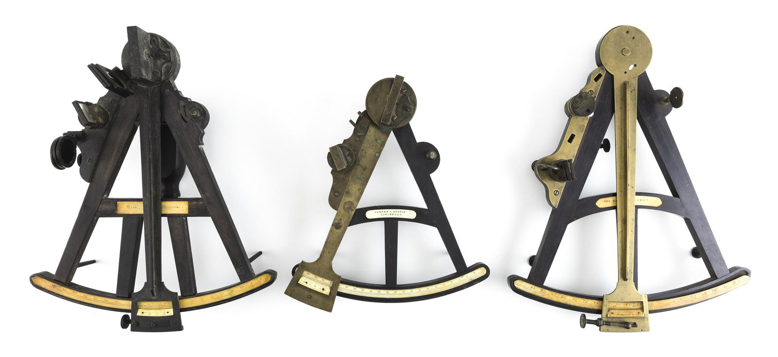 THREE ENGLISH OCTANTS 19th Century Largest length 14.25". Width 11". (1 of 1)