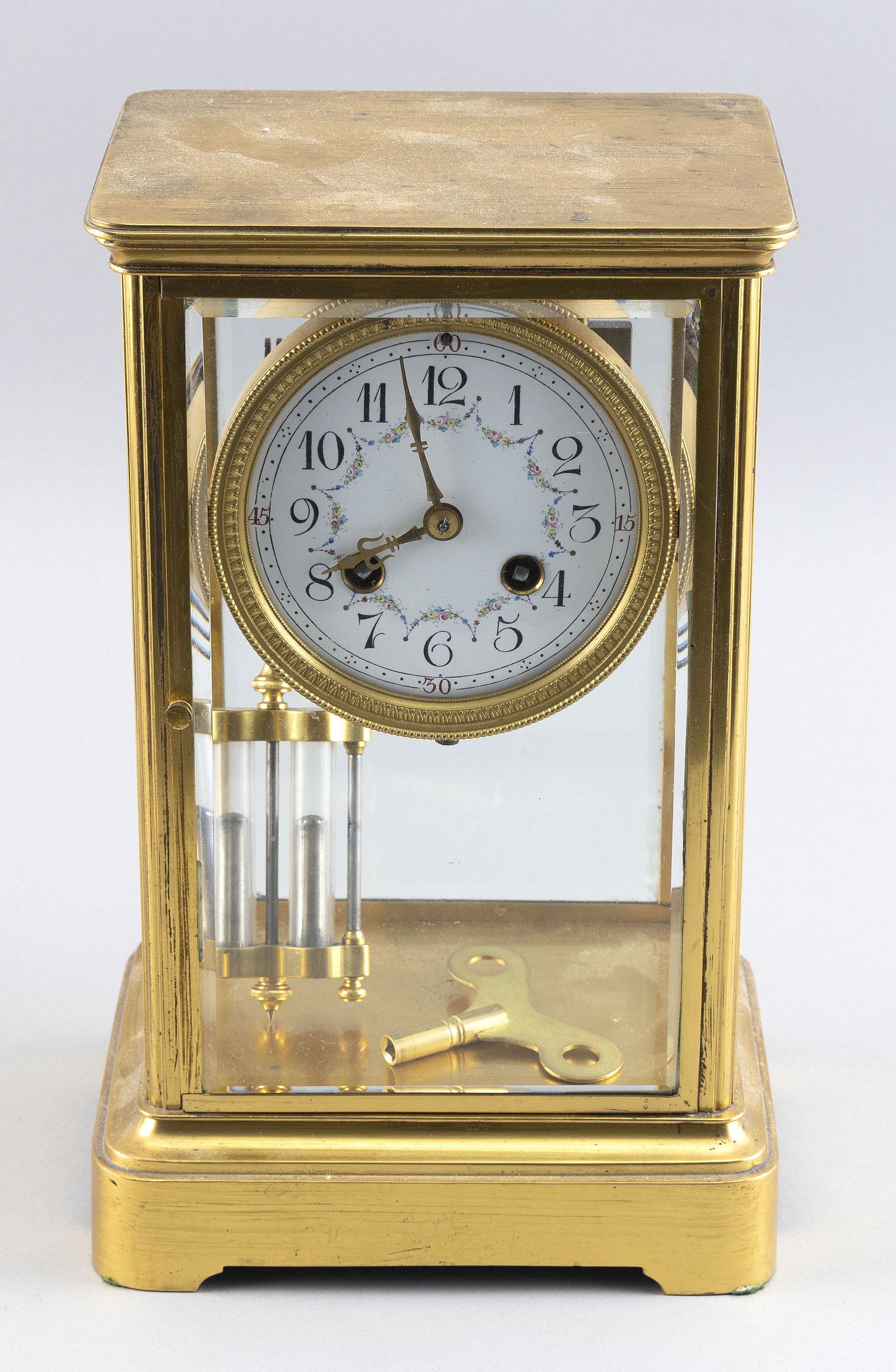 FRENCH CRYSTAL REGULATOR CLOCK Early 20th Century Height 10.5”. Width 6.25”. Depth (1 of 2)