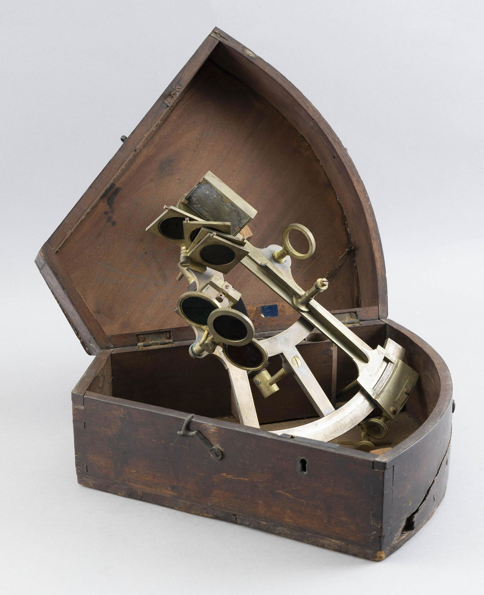 CASED SEXTANT BY SPENCER & CO. London, 19th Century Case height 5”. Length 11.75". Width (1 of 2)