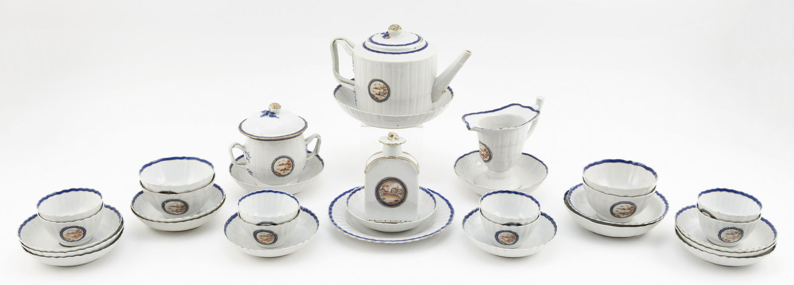 CHINESE EXPORT ARMORIAL PORCELAIN PARTIAL TEA SET Early 19th Century (1 of 1)