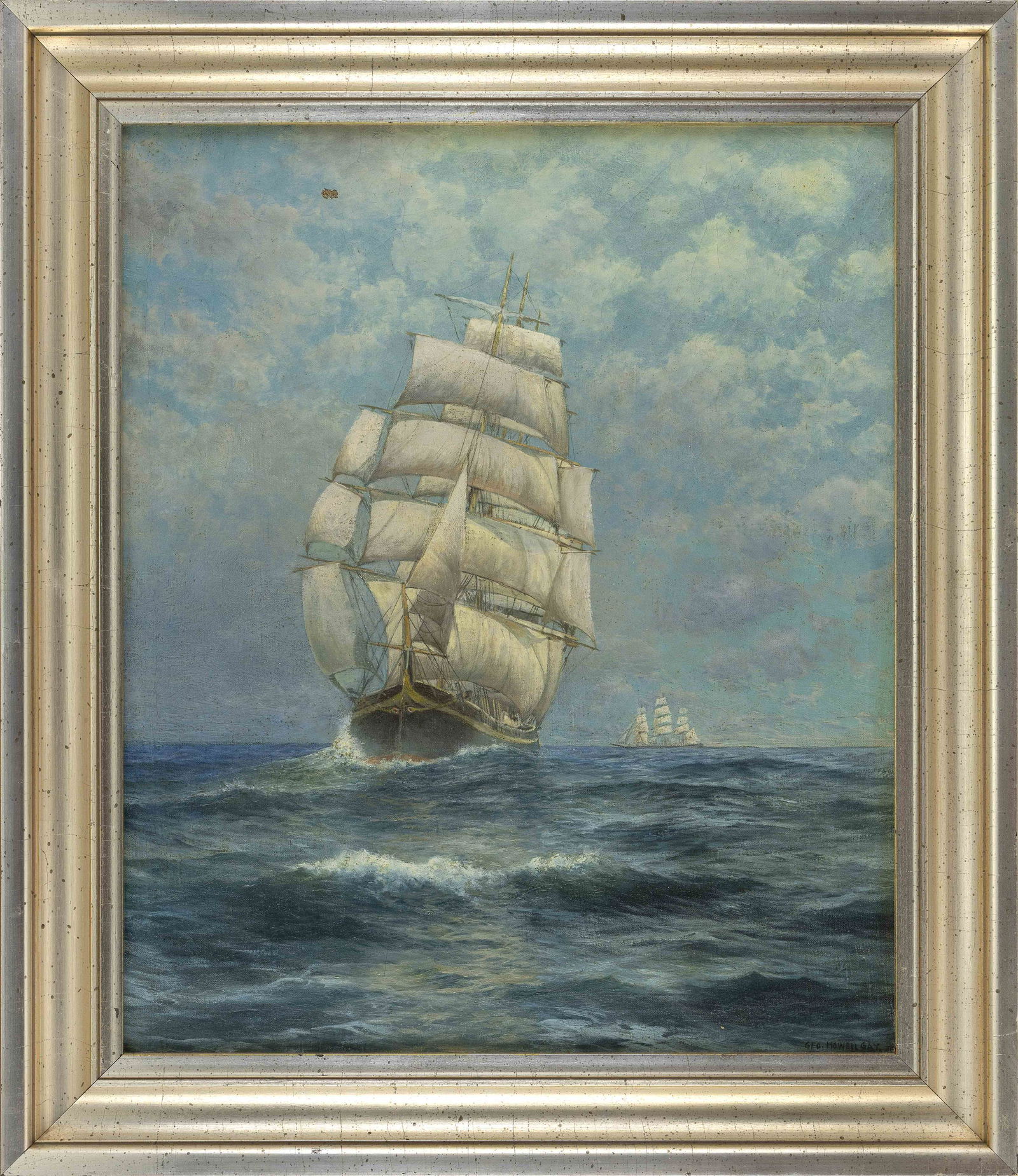 GEORGE HOWELL GAY (New York/Wisconsin, 1858-1931), "Clipper Ship Before the Wind"., Oil on canvas, (1 of 2)
