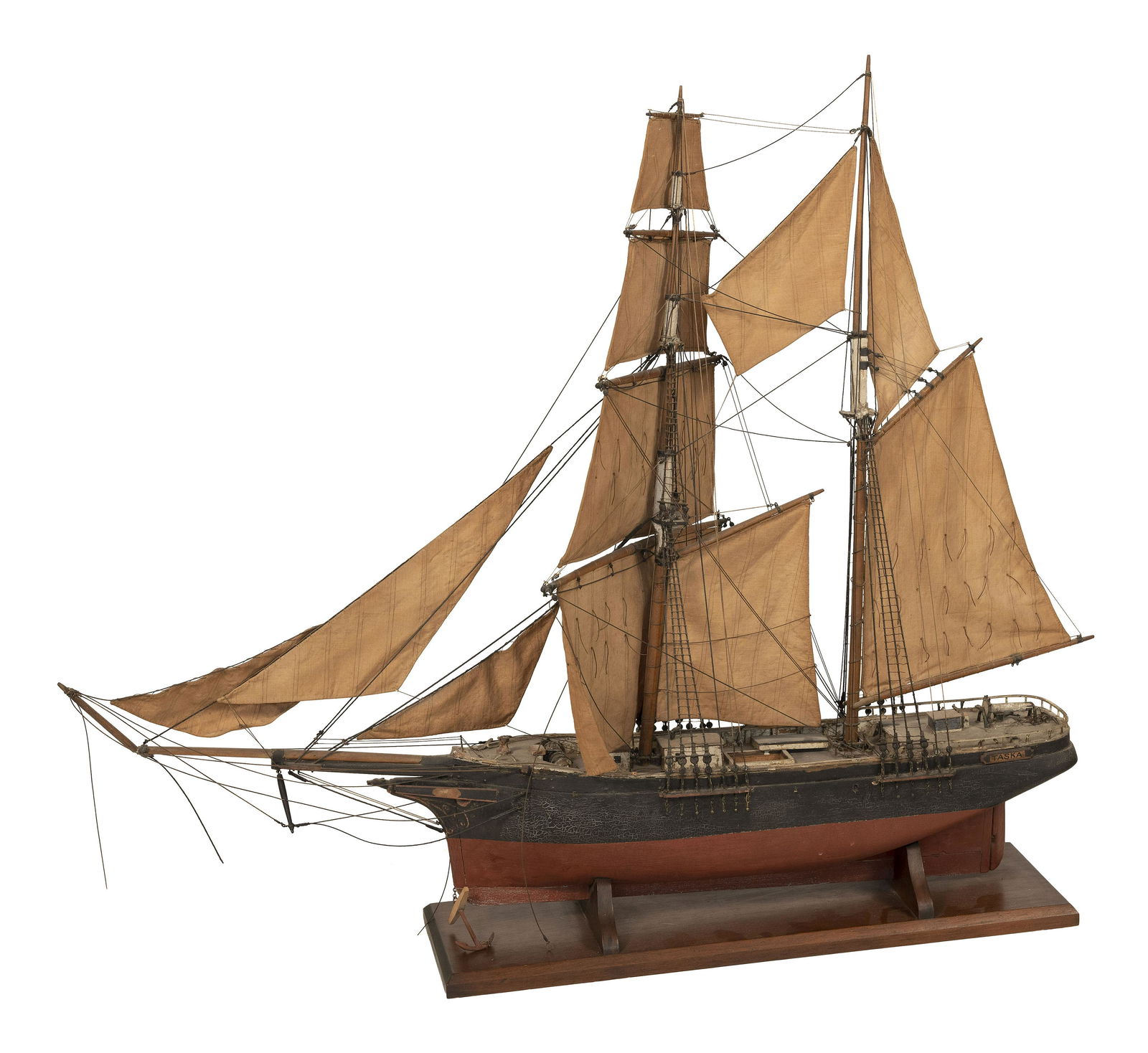 SAILOR-MADE MODEL OF THE BRIGANTINE “TASKA" Late 19th/Early 20th Century Overall height (1 of 3)