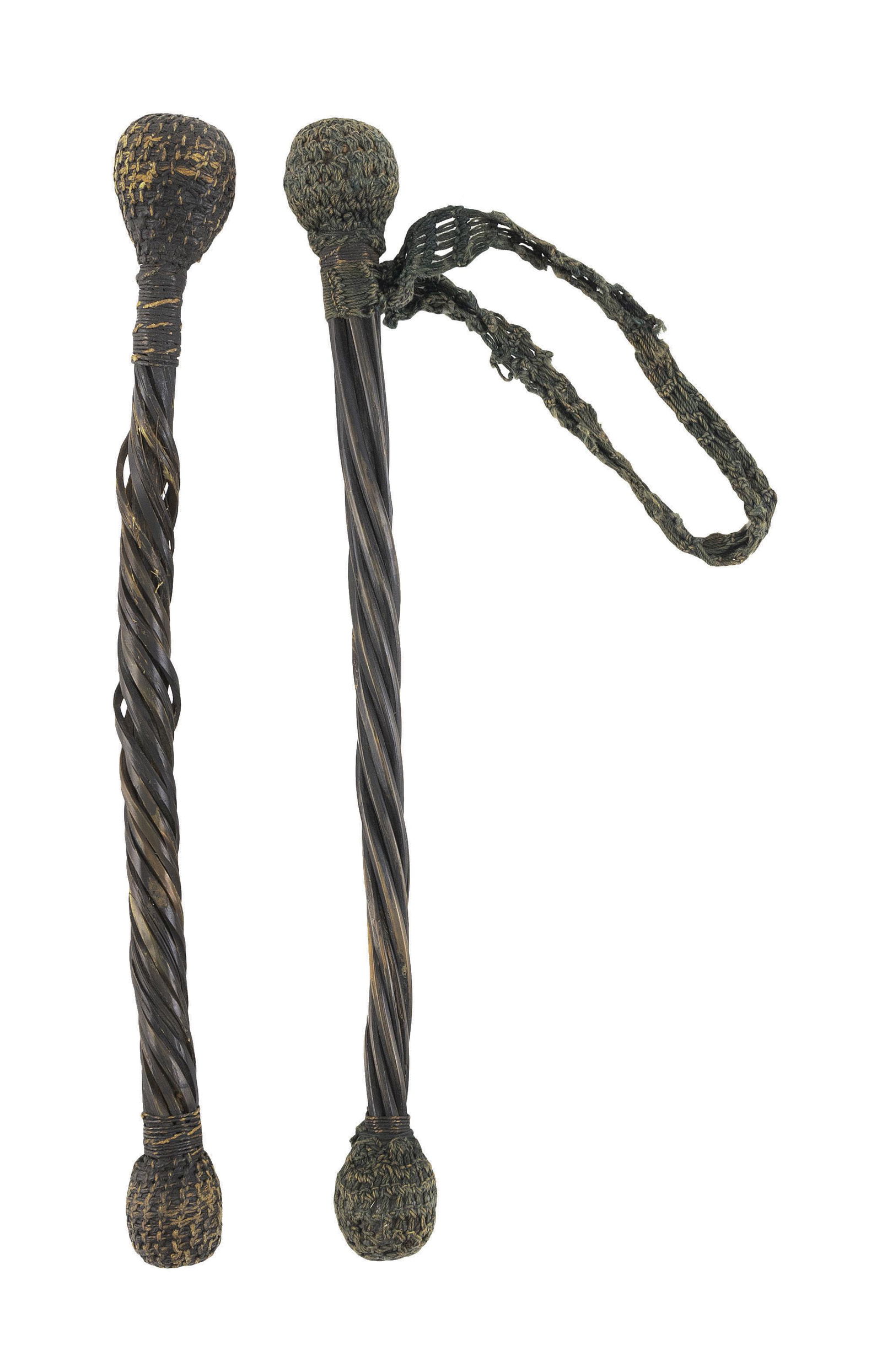 TWO SAILOR'S ROPEWORK AND BALEEN BLUDGEONS 19th Century Lengths 11.5". (1 of 1)