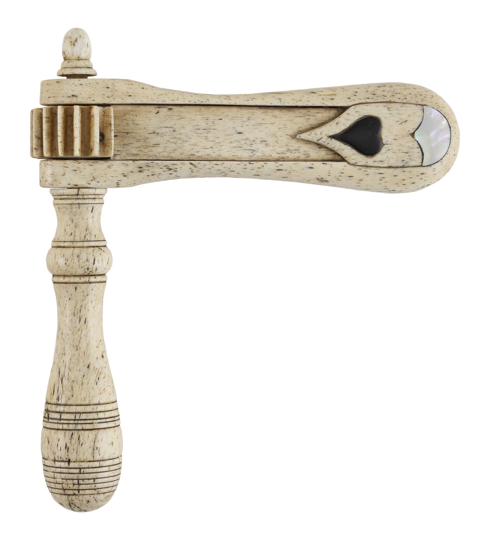 * WHALEBONE REPRODUCTION SHIP'S RATTLE ALARM 20th Century Length 7". Width 6.5". (1 of 2)