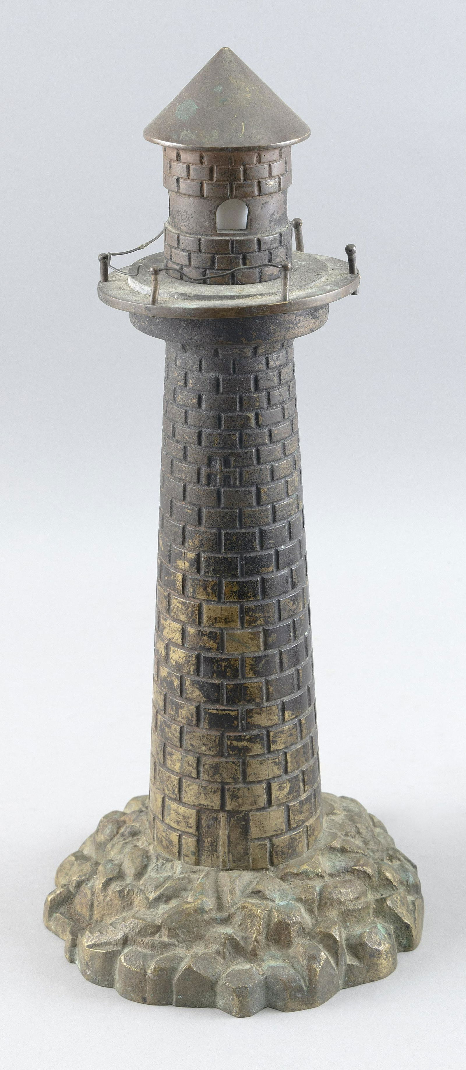BRONZE LIGHTHOUSE-FORM TABLE LAMP 20th Century Height 16". (1 of 2)