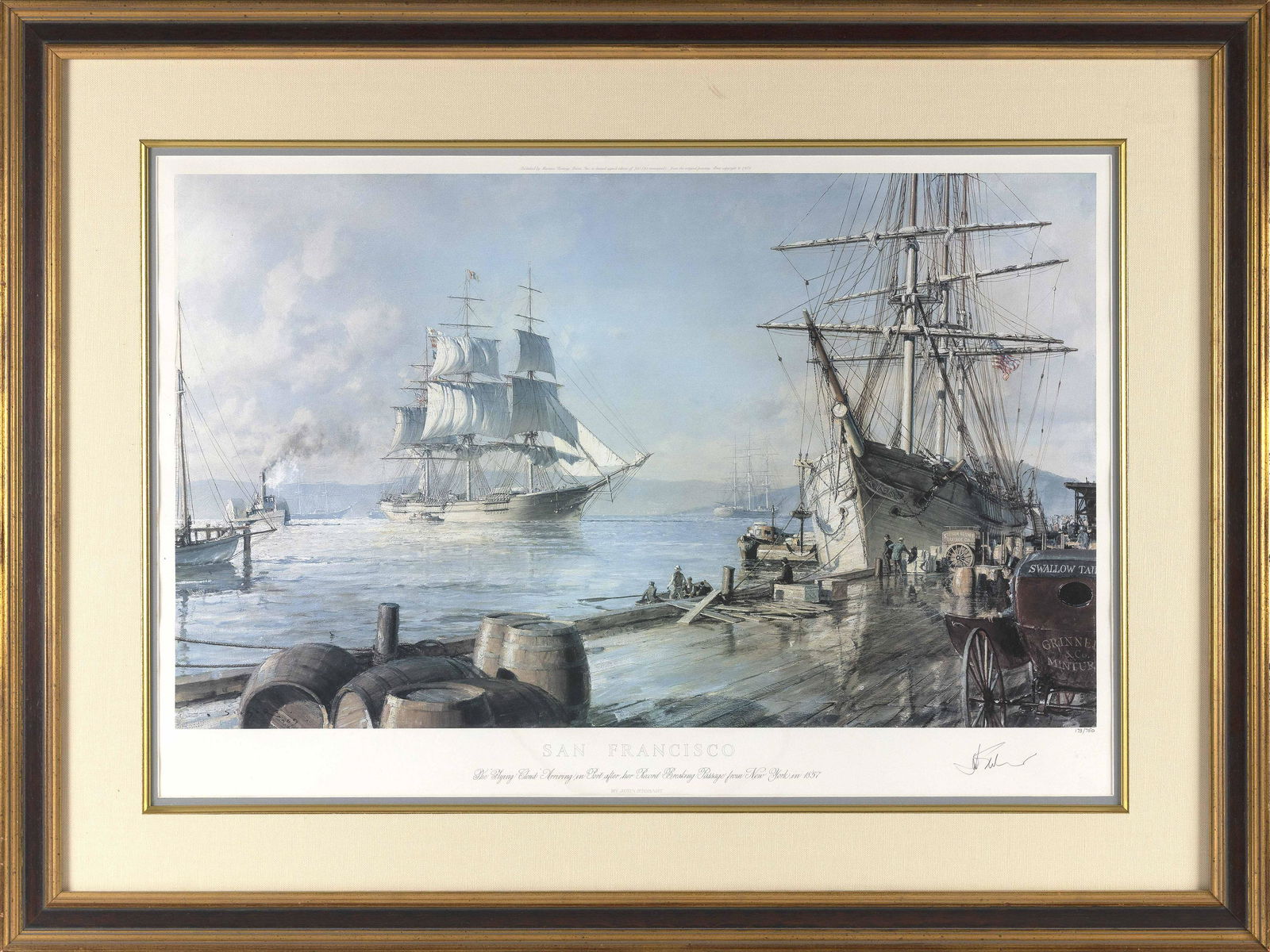 JOHN STOBART (Massachusetts/Florida, b. 1929), "San Francisco ..."., Lithograph. Framed 32.75”: JOHN STOBARTMassachusetts/Florida, b. 1929"San Francisco ...". Signed in lower right margin. Numbered 173/750.Lithograph. Framed 32.75” x 43.5”.