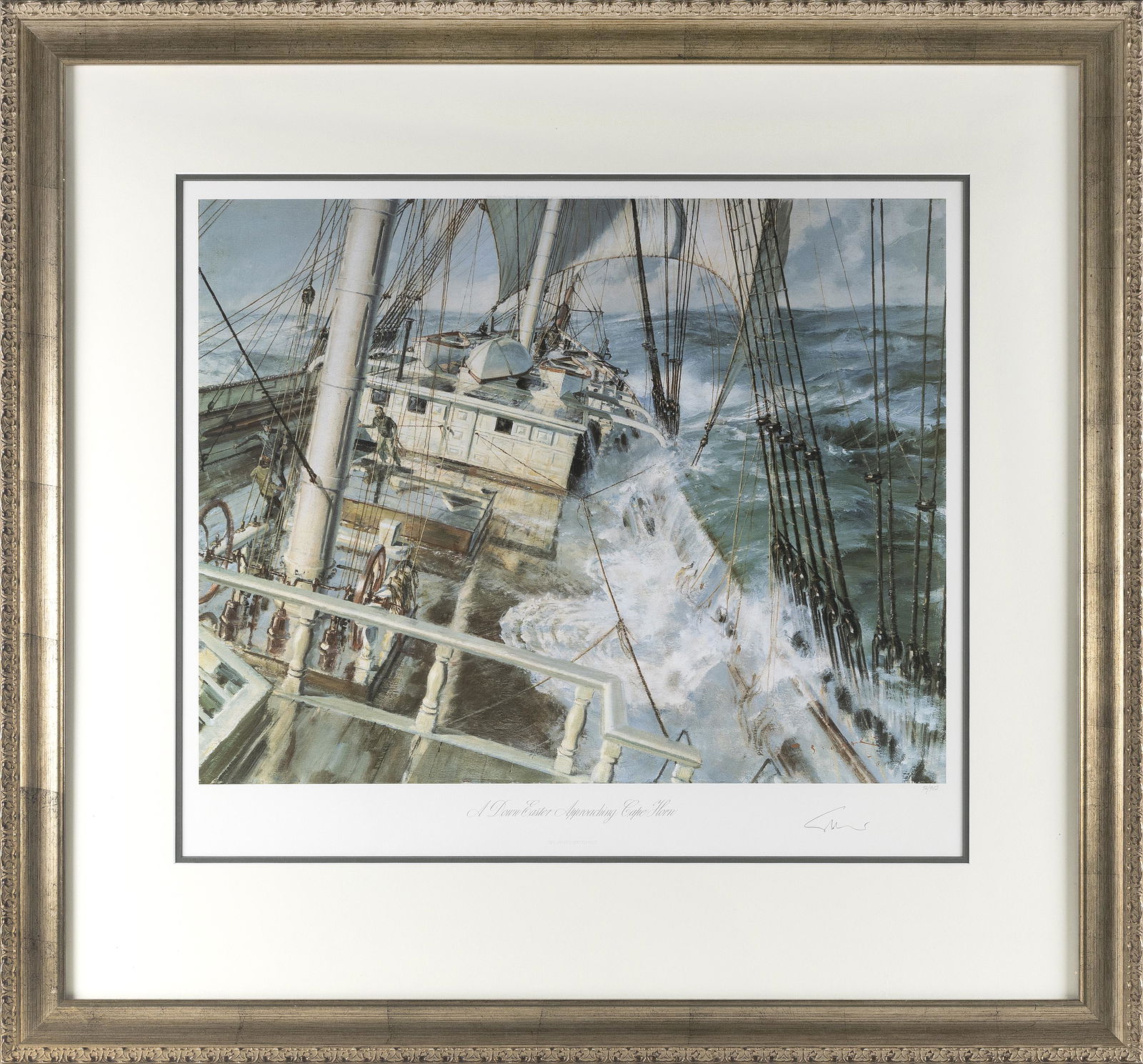 JOHN STOBART (Massachusetts/Florida, b. 1929), “A Downeaster Approaching Cape Horn”., (1 of 2)