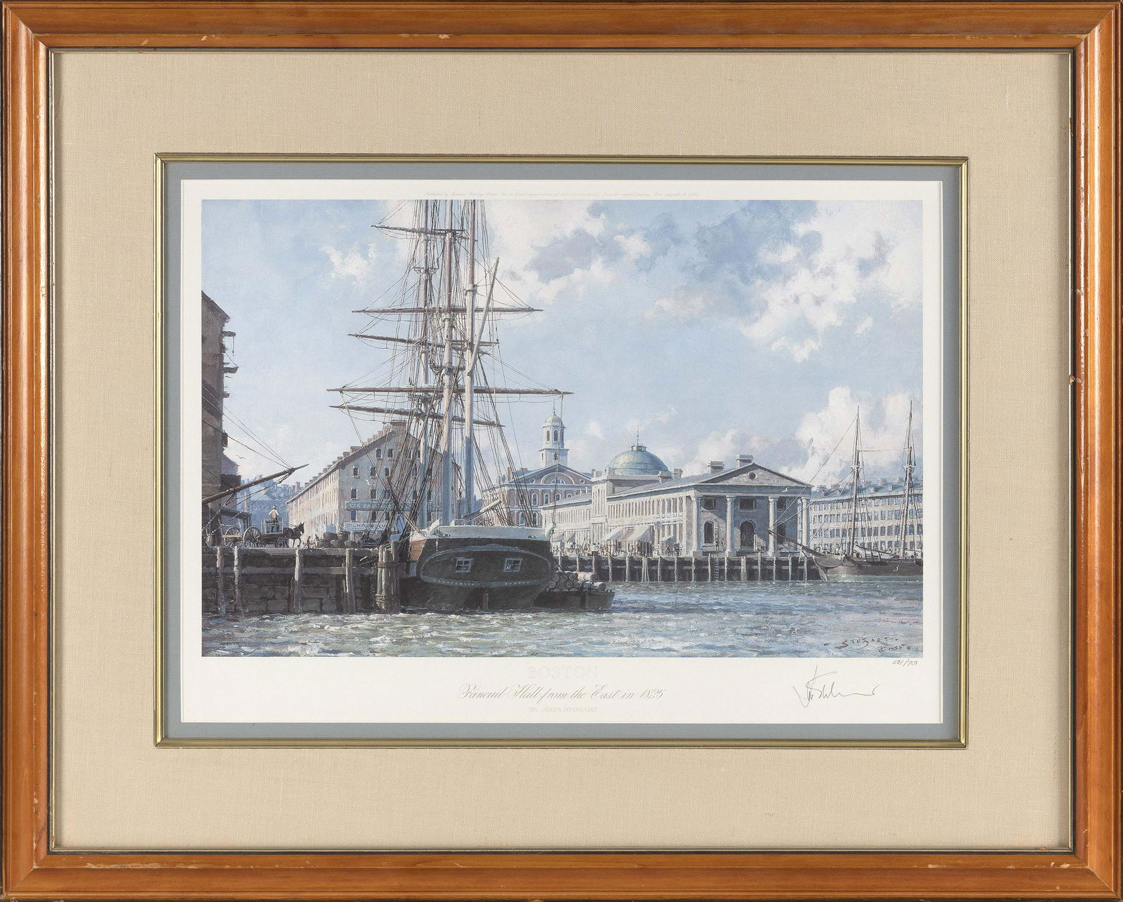 JOHN STOBART (Massachusetts/Florida, b. 1929), “Boston Faneuil Hall from the East 1825” (1 of 2)
