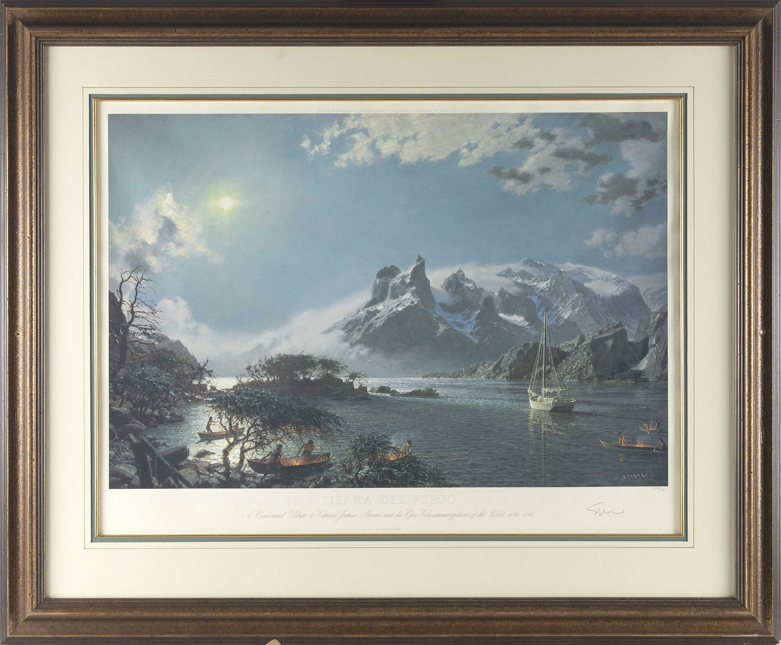 JOHN STOBART (Massachusetts/Florida, b. 1929), "Tierra Del Fuego: A Centennial Tribute To Capt.: JOHN STOBARTMassachusetts/Florida, b. 1929"Tierra Del Fuego: A Centennial Tribute To Capt. Joshua Slocum". Signed in pencil lower right. Numbered in pencil 124/650.Lithograph on paper, 22" x 30" sight