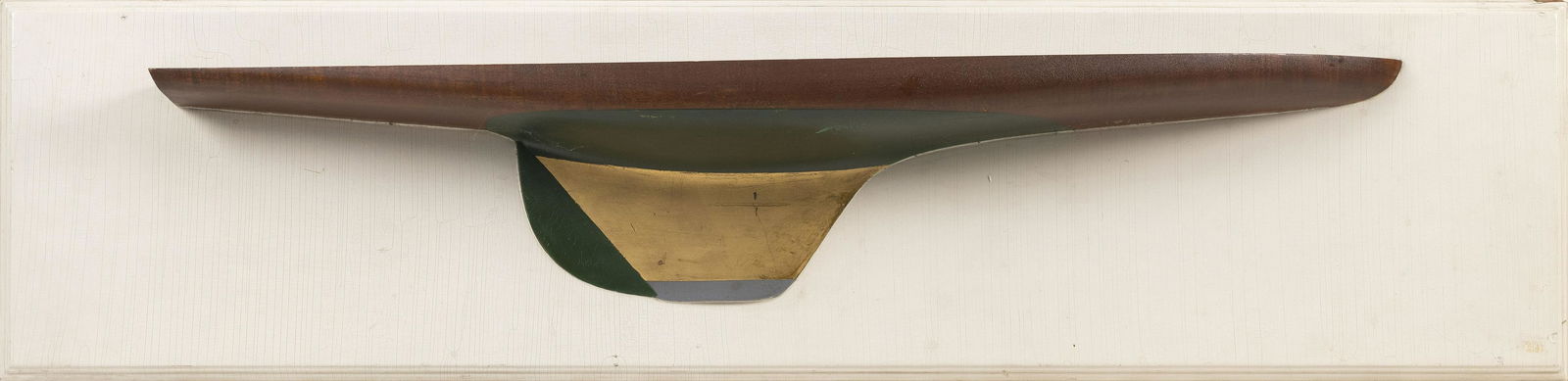 MOUNTED HALF HULL MODEL OF THE RACING YACHT "AMERICAN" Circa 1920 Backboard 12" x 48" including (1 of 2)