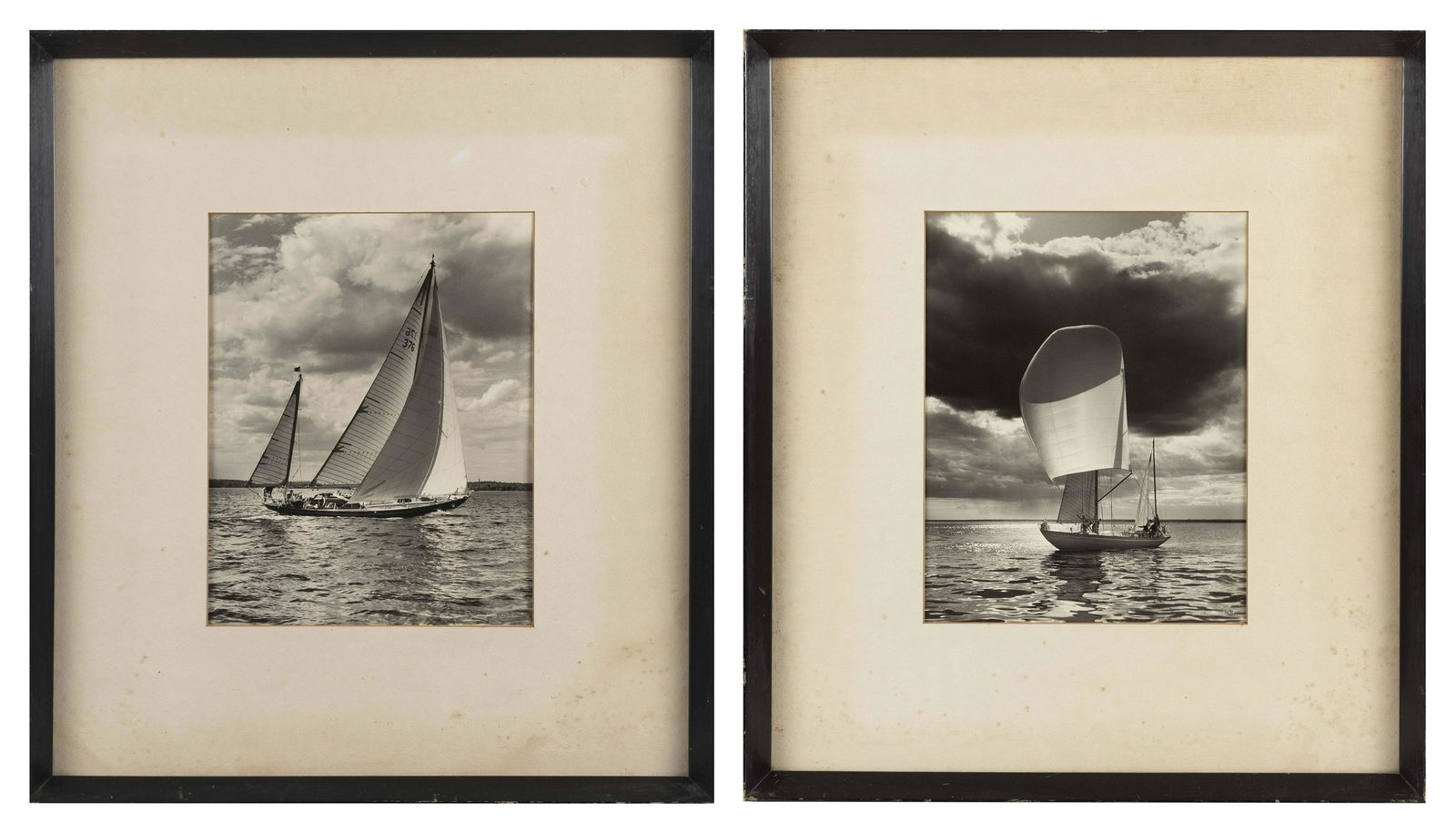 TWO MORRIS ROSENFELD PHOTOGRAPHS OF SAILING VESSELS 13” x 10” sight. Framed 24.5” (1 of 5)