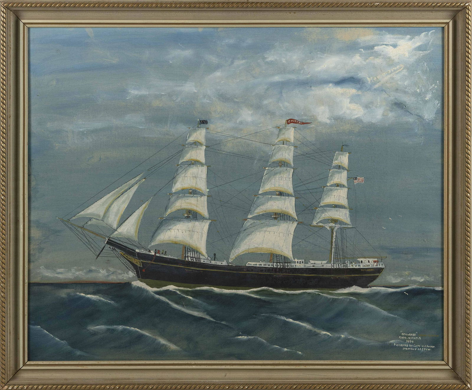 CAPTAIN JOHN J. IVORY (Massachusetts, 20th Century), "Gov Robe - A China Clipper"., Oil on board, (1 of 2)