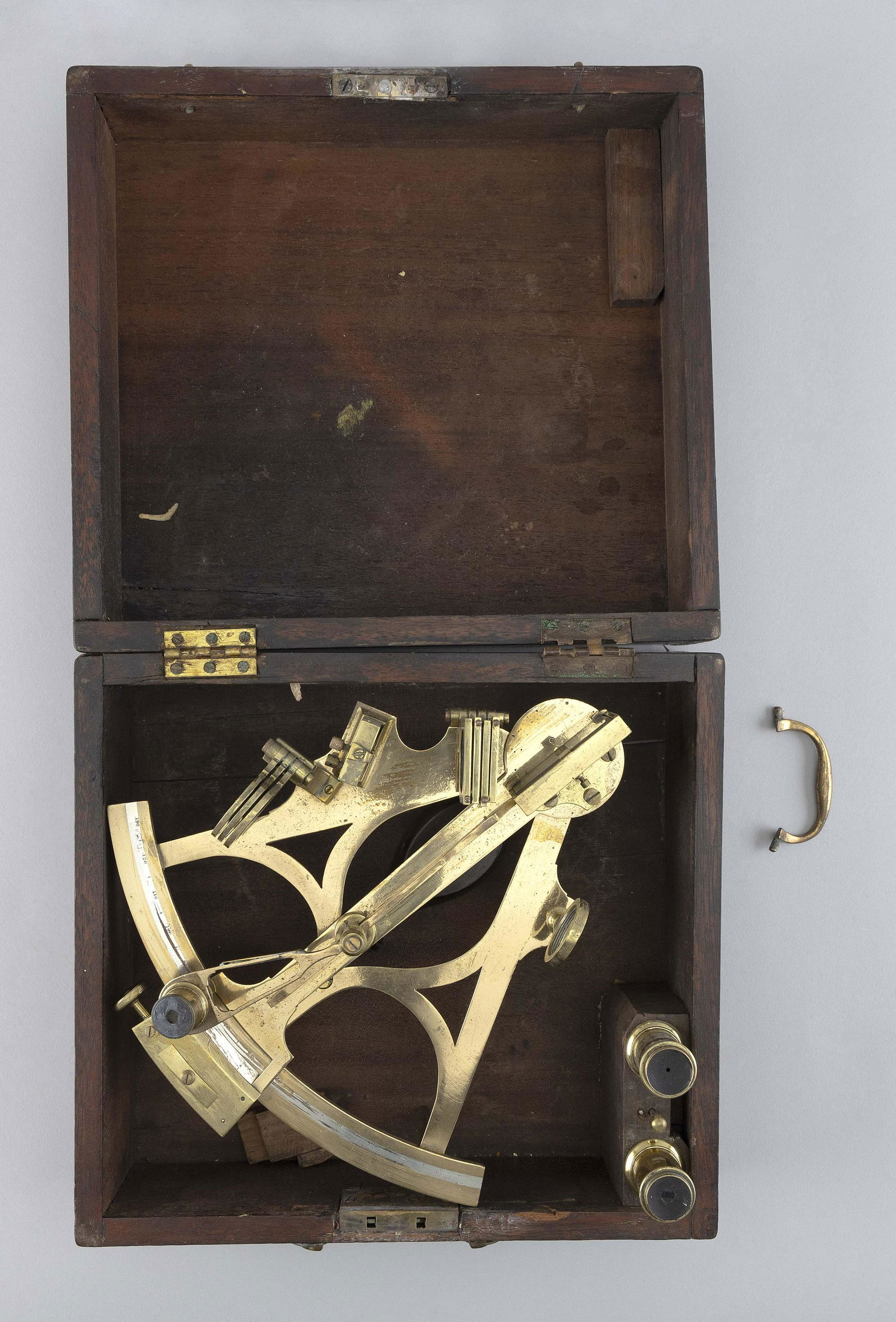 TEAR DROP FRAME SEXTANT Circa 1900 Length 9.5". Arc width 9.25". Box height 5". Width 9.75". Length (1 of 1)