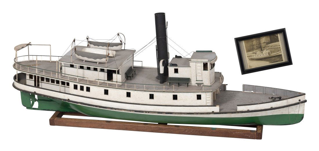 MOTORIZED MODEL OF A YACHT Early 20th Century Length 47”. (1 of 4)