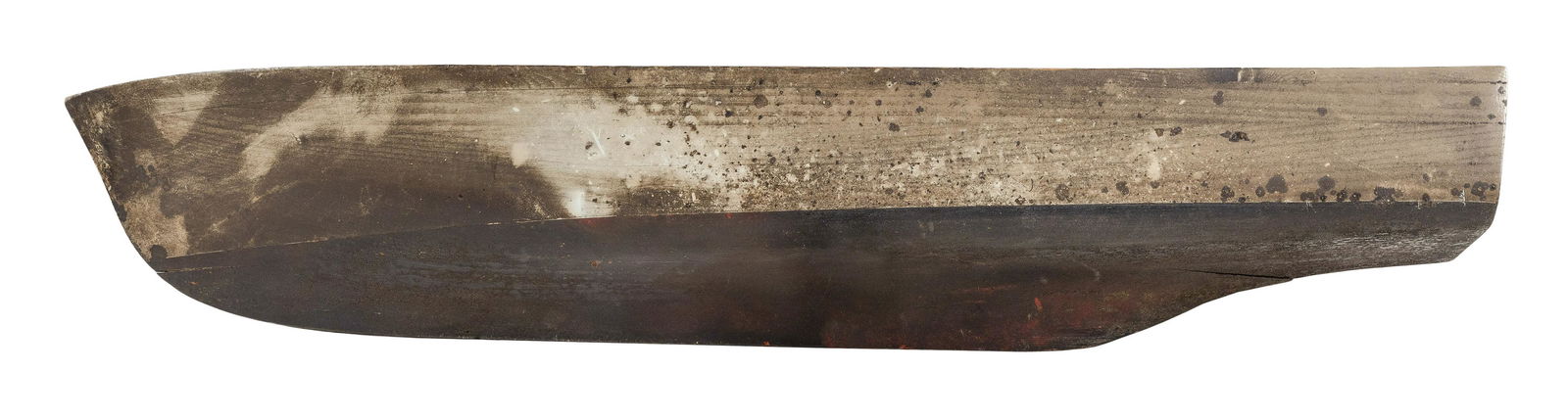 WOODEN HALF HULL MODEL OF A FISHING VESSEL Early 20th Century Length 32.5”. (1 of 2)
