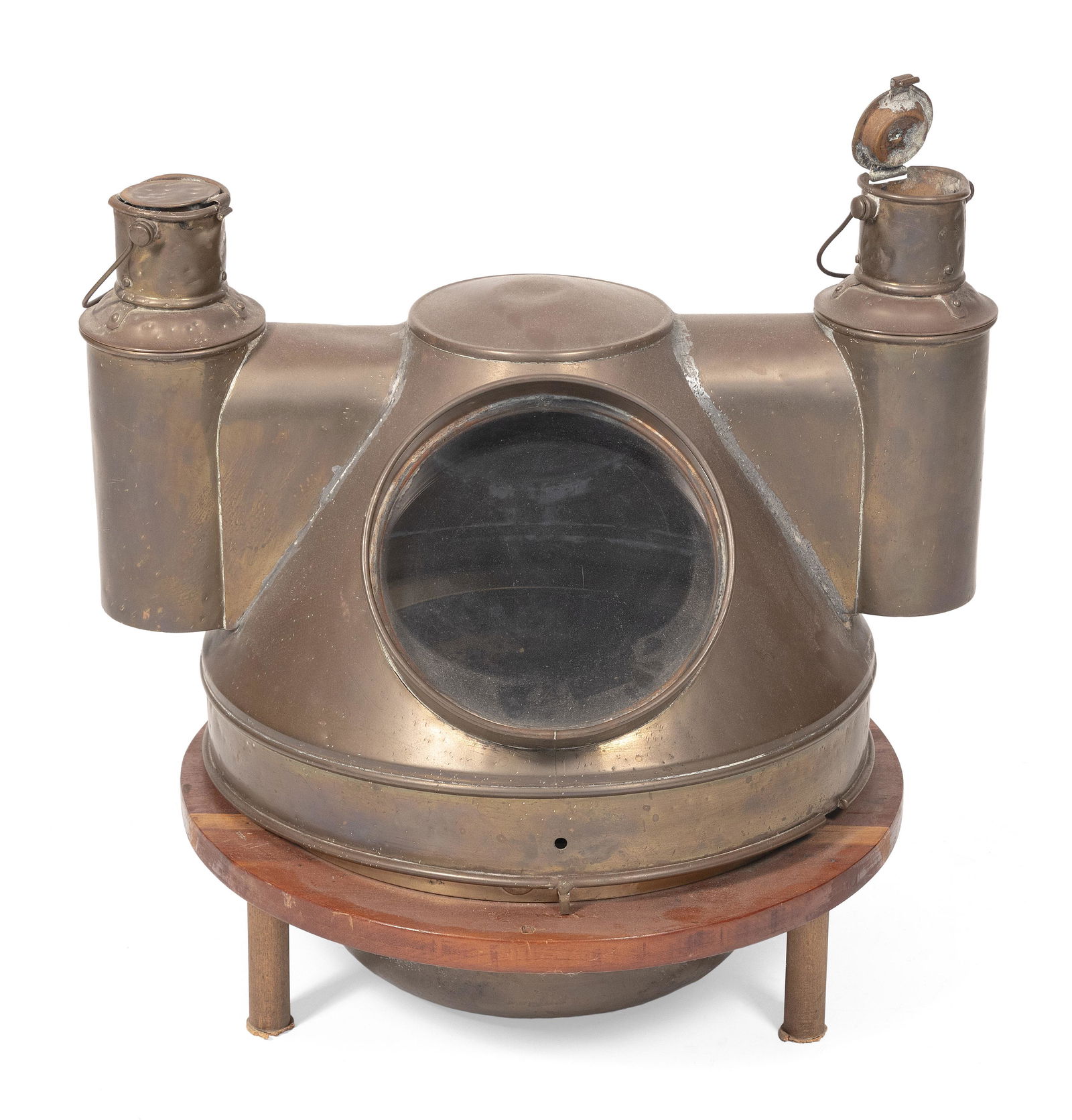 BRASS TOP TO A STANDING BINNACLE Early 20th Century Total height 20.5”. Width 20”. (1 of 1)