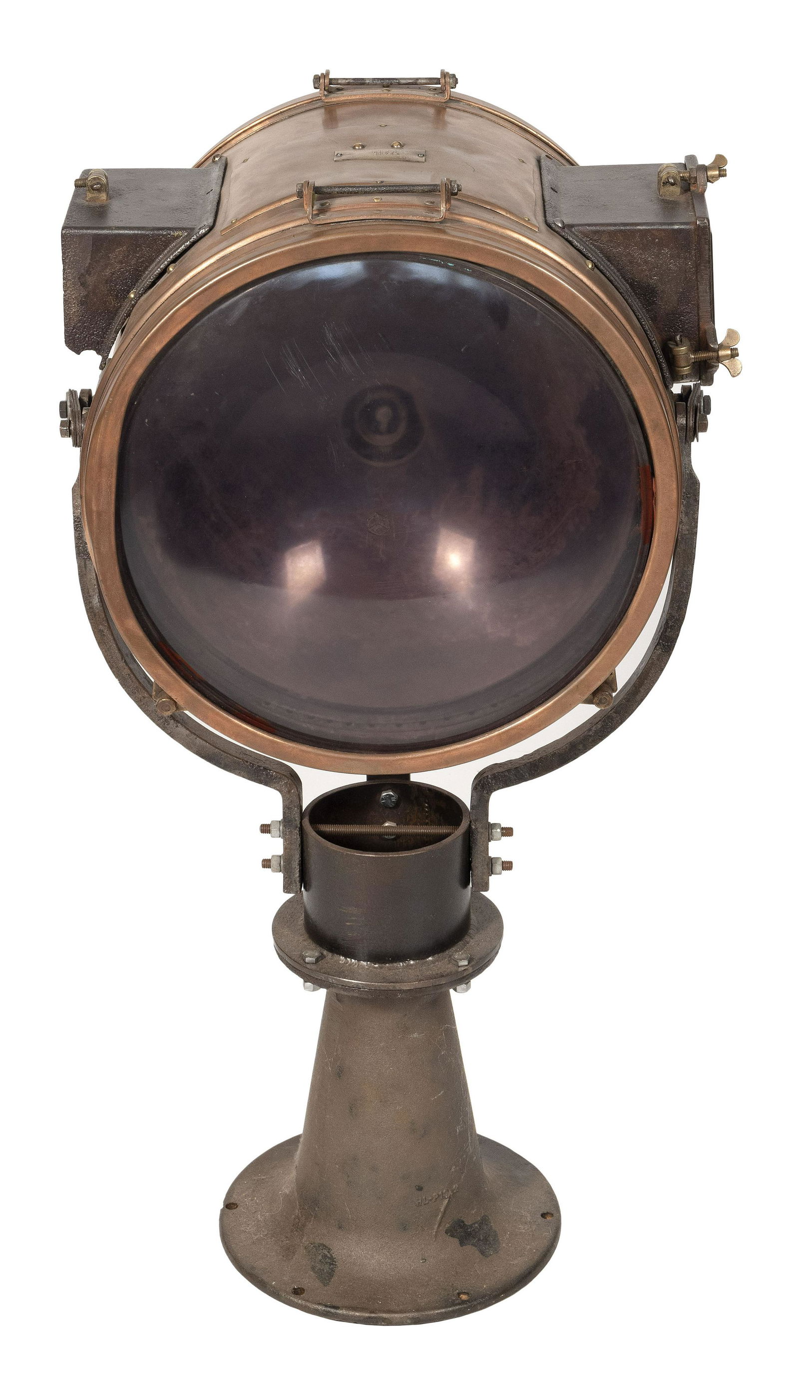 COPPER AND IRON SEARCHLIGHT First Half of the 20th Century Height 39”. Width approx. 21” (1 of 1)