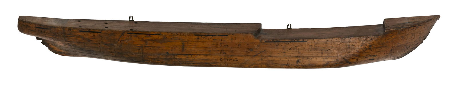 BUILDER'S PLATING HALF HULL MODEL FOR THE SHIPS M.V. "EILDON" AND "RONAN" Circa 1938 8.25" x 64.5". (1 of 1)