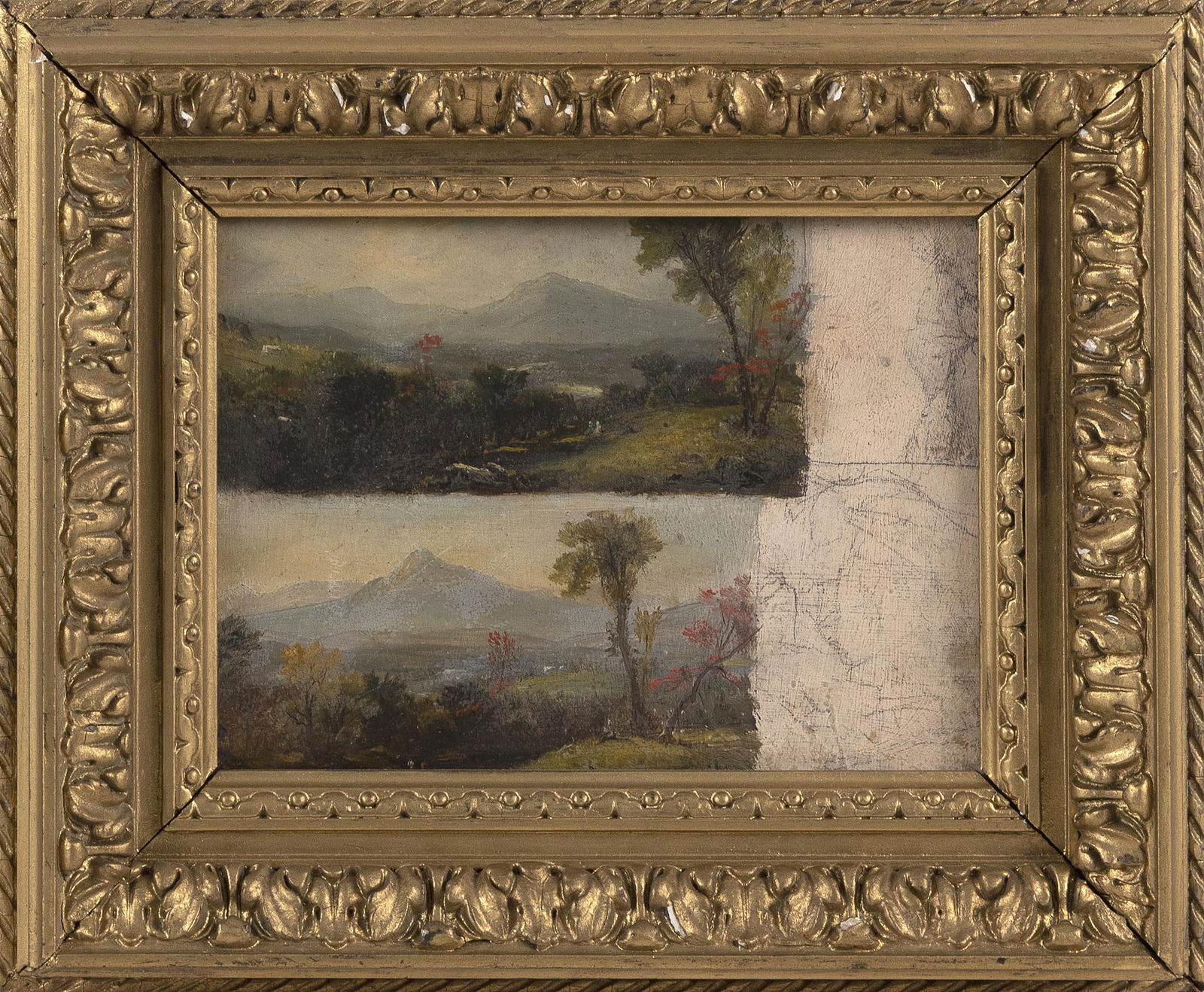 WHITE MOUNTAIN SCHOOL (19th Century,), Double-sided work with landscape sketches., On board, 8" x (1 of 2)