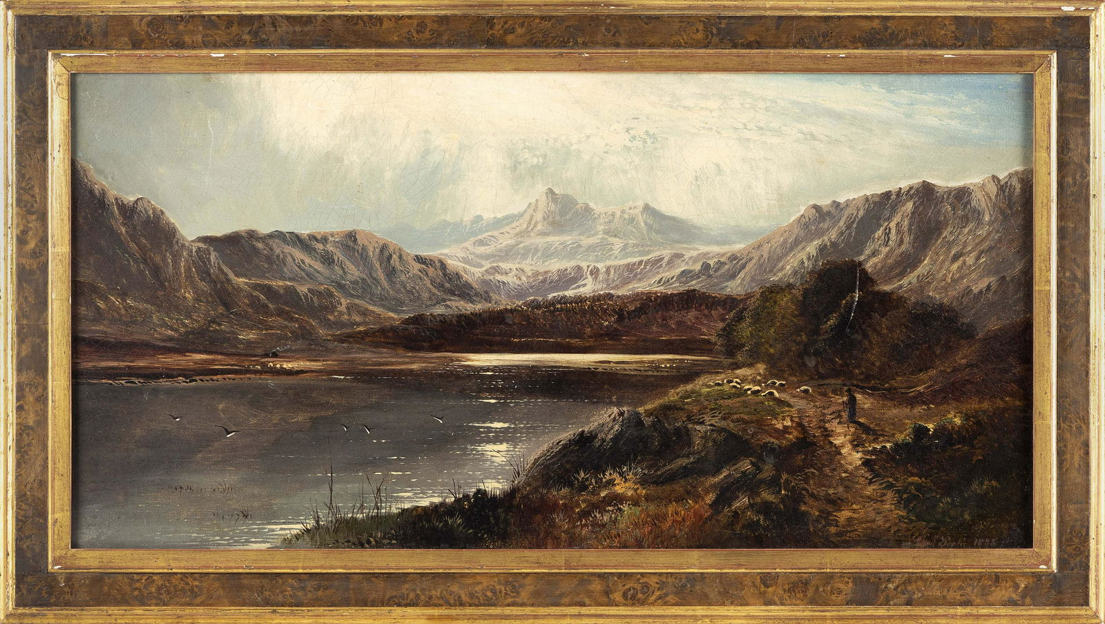 CHARLES EDWARD JOHN LESLIE (England, 1839-1886), Mountainous landscape., Oil on canvas, 12" x 24". (1 of 2)