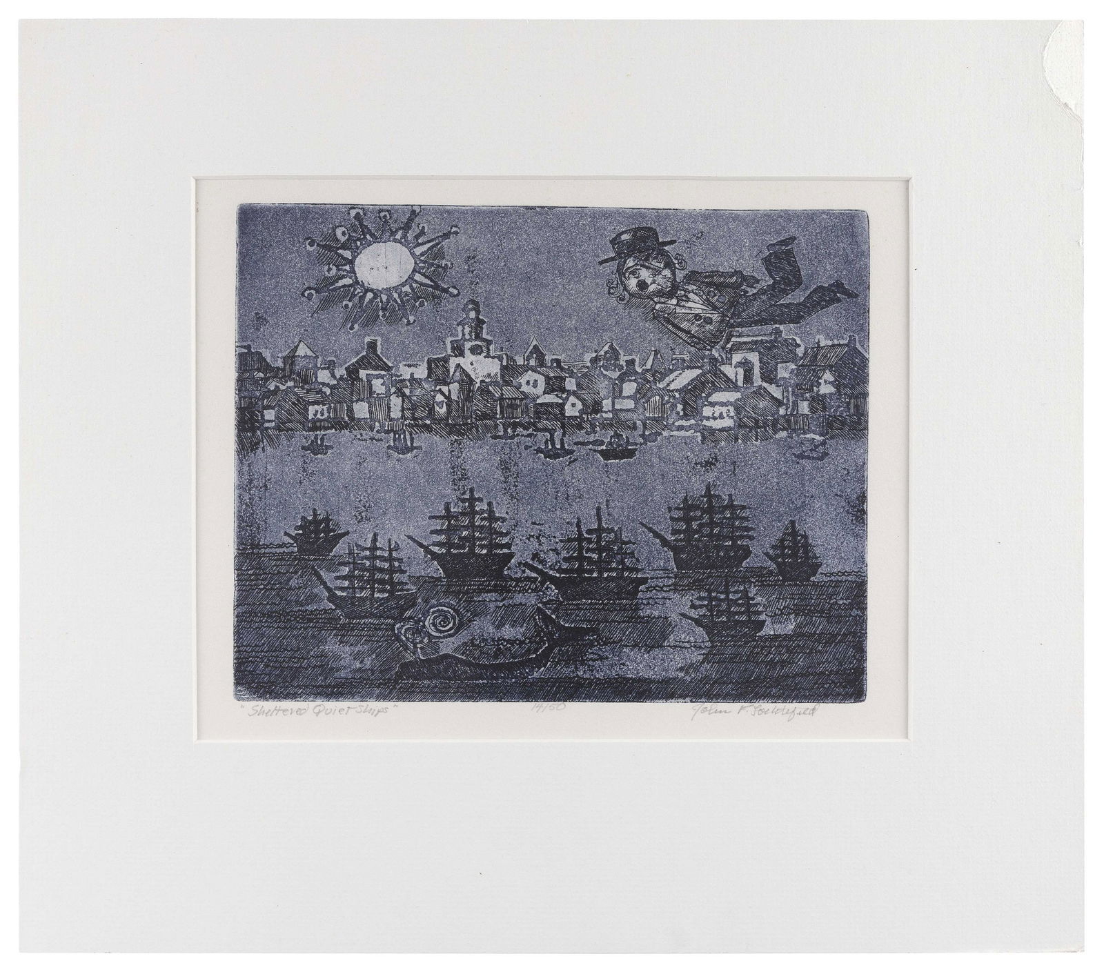 JOHN F. LOCHTEFELD (America, b. 1933), “Sheltered Quiet Ships” (Nantucket Harbor)., (1 of 1)