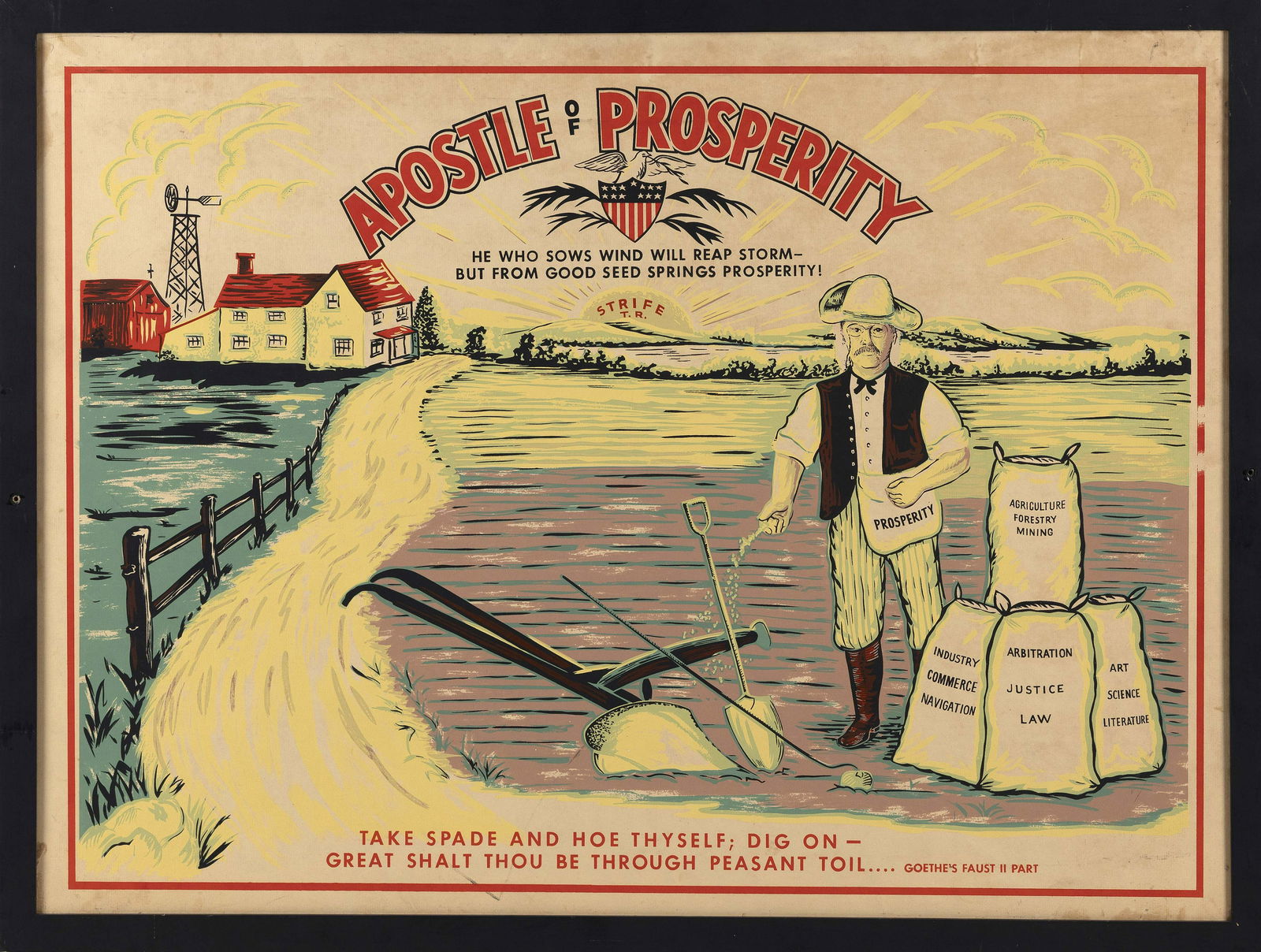 THEODORE ROOSEVELT CAMPAIGN POSTER 20th Century Framed 28” x 34”. (1 of 2)